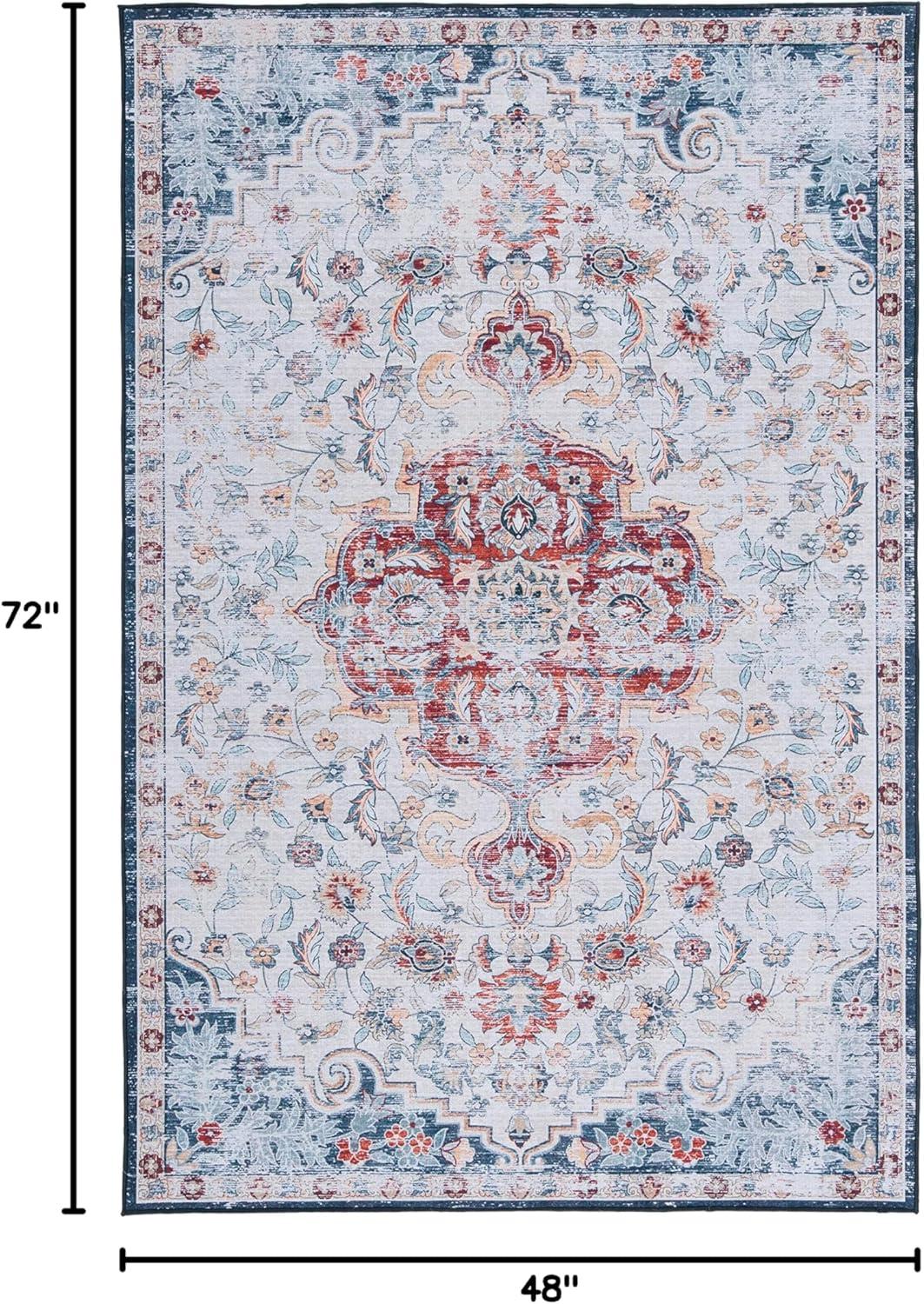 image:imageSAFAVIEH Washable Rug Tucson Collection 8 x 10 Grey amp Rust Slip Resistant amp Easy to Clean Ideal for Living Room Bedroom Dining Space TSN117FGreyRust
