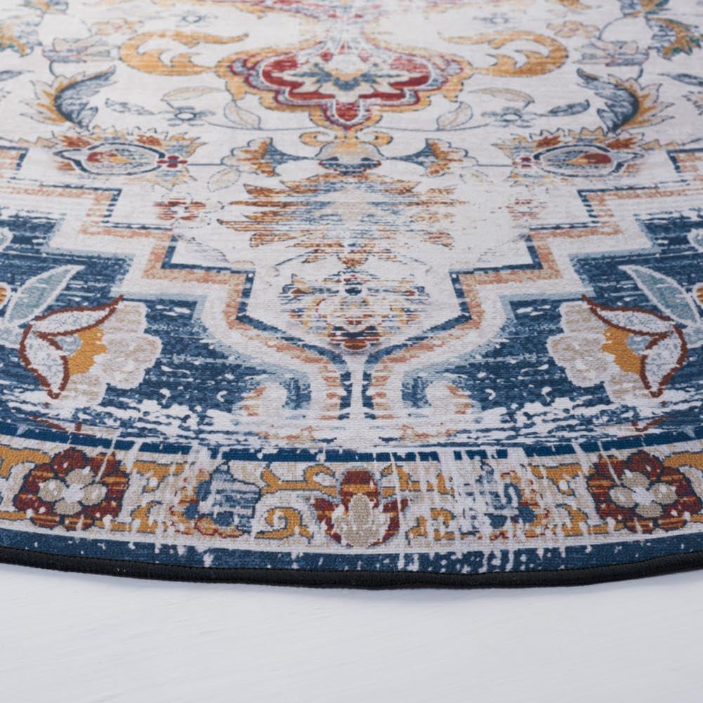 image:imageSAFAVIEH Washable Rug Tucson Collection 8 x 10 Grey amp Rust Slip Resistant amp Easy to Clean Ideal for Living Room Bedroom Dining Space TSN117FGreyRust