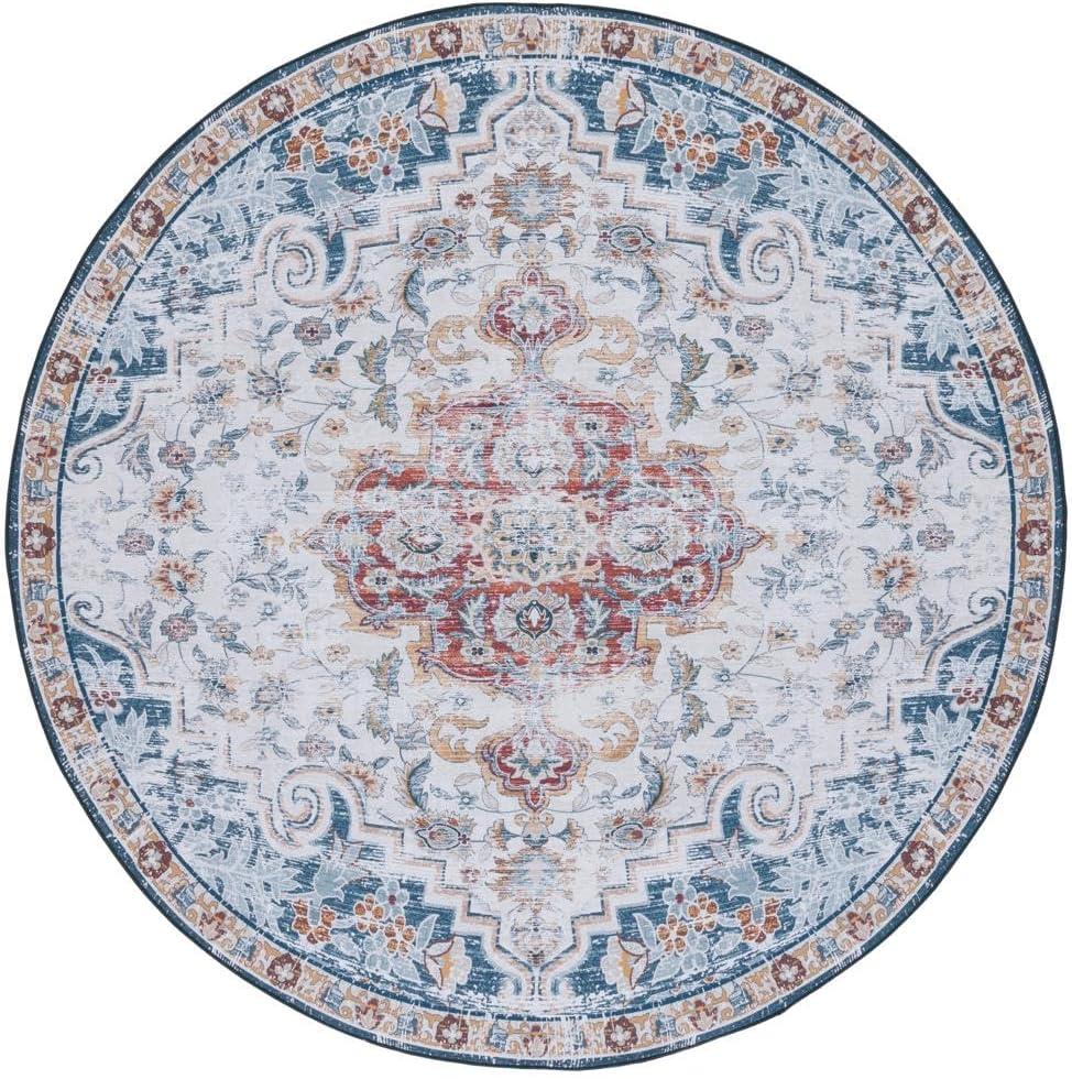 image:imageSAFAVIEH Washable Rug Tucson Collection 8 x 10 Grey amp Rust Slip Resistant amp Easy to Clean Ideal for Living Room Bedroom Dining Space TSN117FGreyRust