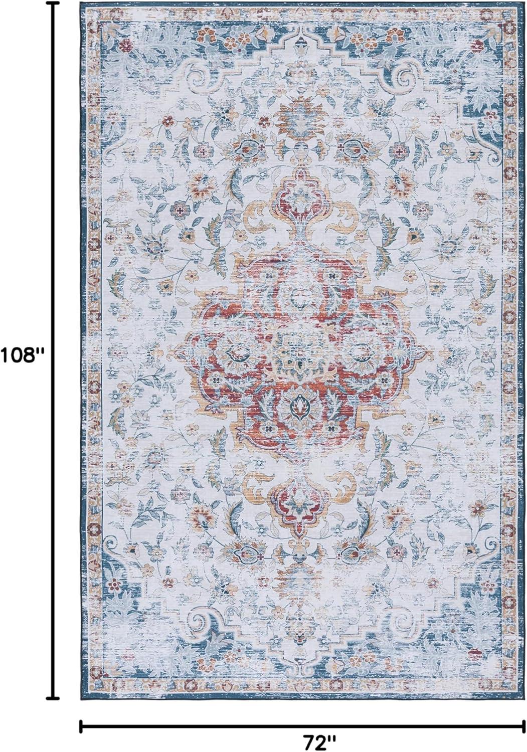 image:imageSAFAVIEH Washable Rug Tucson Collection 8 x 10 Grey amp Rust Slip Resistant amp Easy to Clean Ideal for Living Room Bedroom Dining Space TSN117FGreyRust