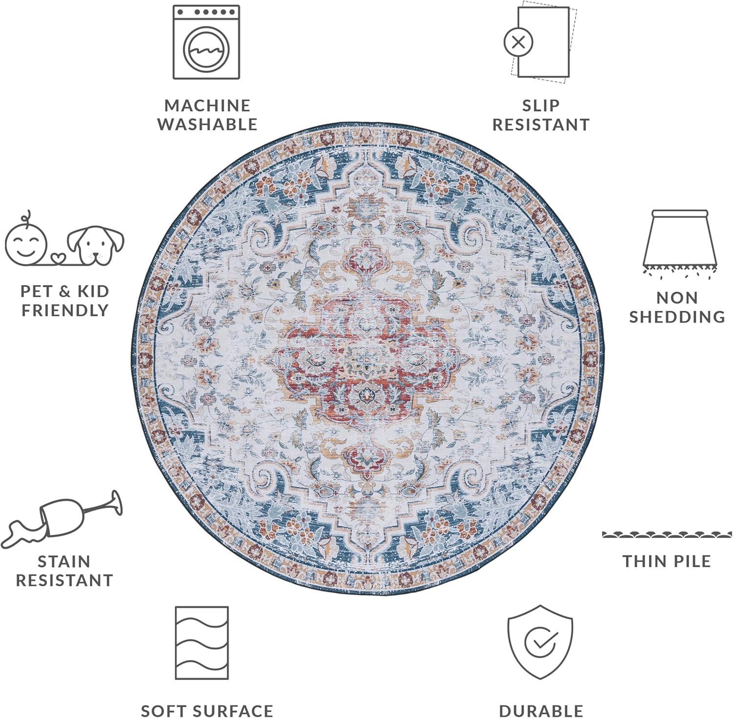 image:imageSAFAVIEH Washable Rug Tucson Collection 8 x 10 Grey amp Rust Slip Resistant amp Easy to Clean Ideal for Living Room Bedroom Dining Space TSN117FGreyRust