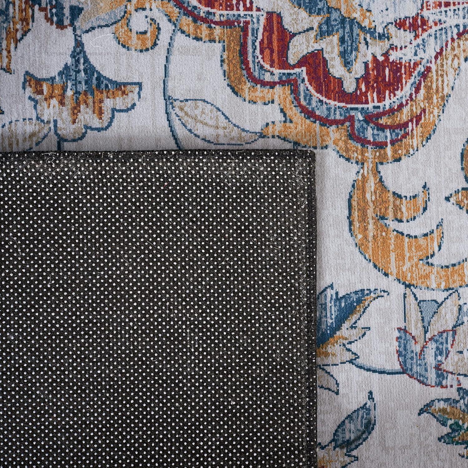 image:imageSAFAVIEH Washable Rug Tucson Collection 8 x 10 Grey amp Rust Slip Resistant amp Easy to Clean Ideal for Living Room Bedroom Dining Space TSN117FGreyRust