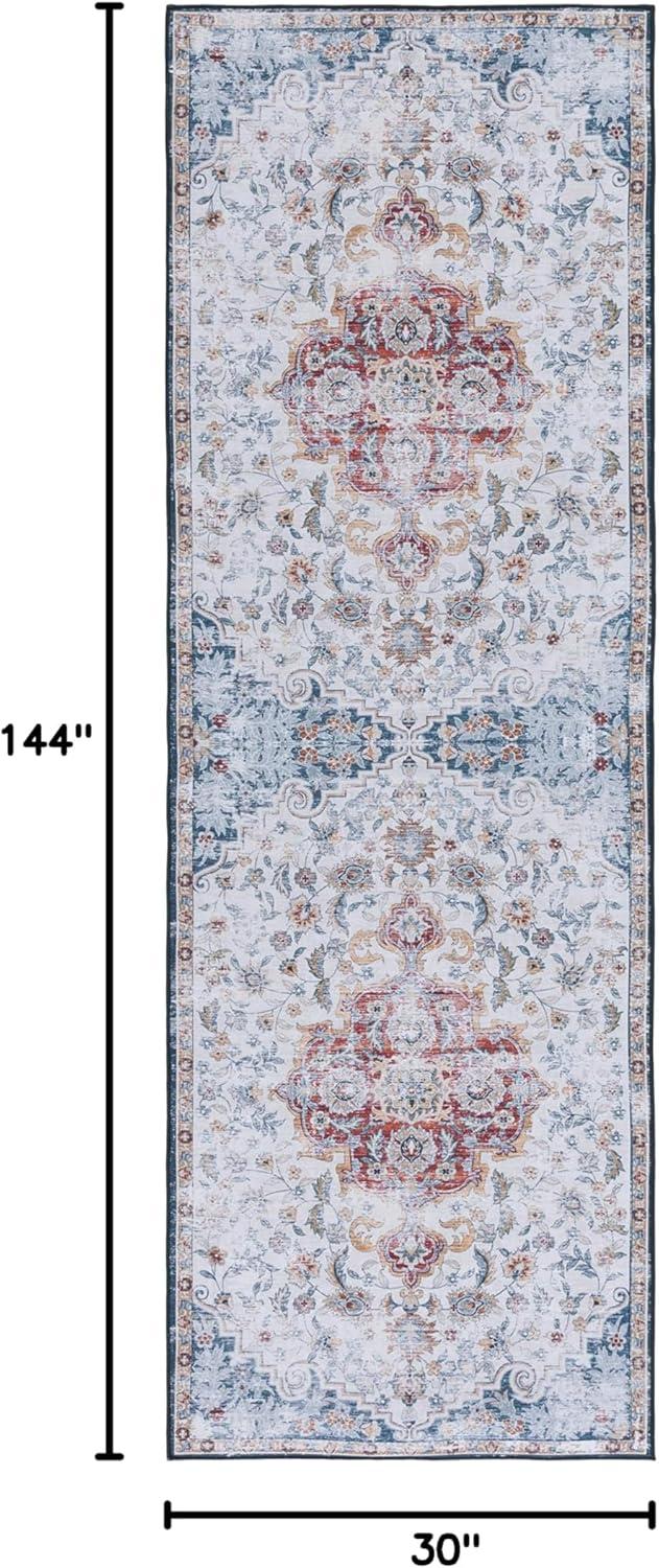 image:imageSAFAVIEH Washable Rug Tucson Collection 8 x 10 Grey amp Rust Slip Resistant amp Easy to Clean Ideal for Living Room Bedroom Dining Space TSN117FGreyRust