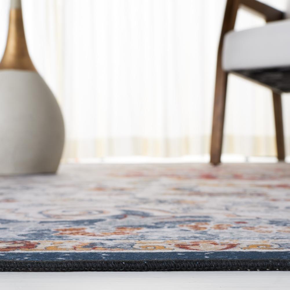 image:imageSAFAVIEH Washable Rug Tucson Collection 8 x 10 Grey amp Rust Slip Resistant amp Easy to Clean Ideal for Living Room Bedroom Dining Space TSN117FGreyRust