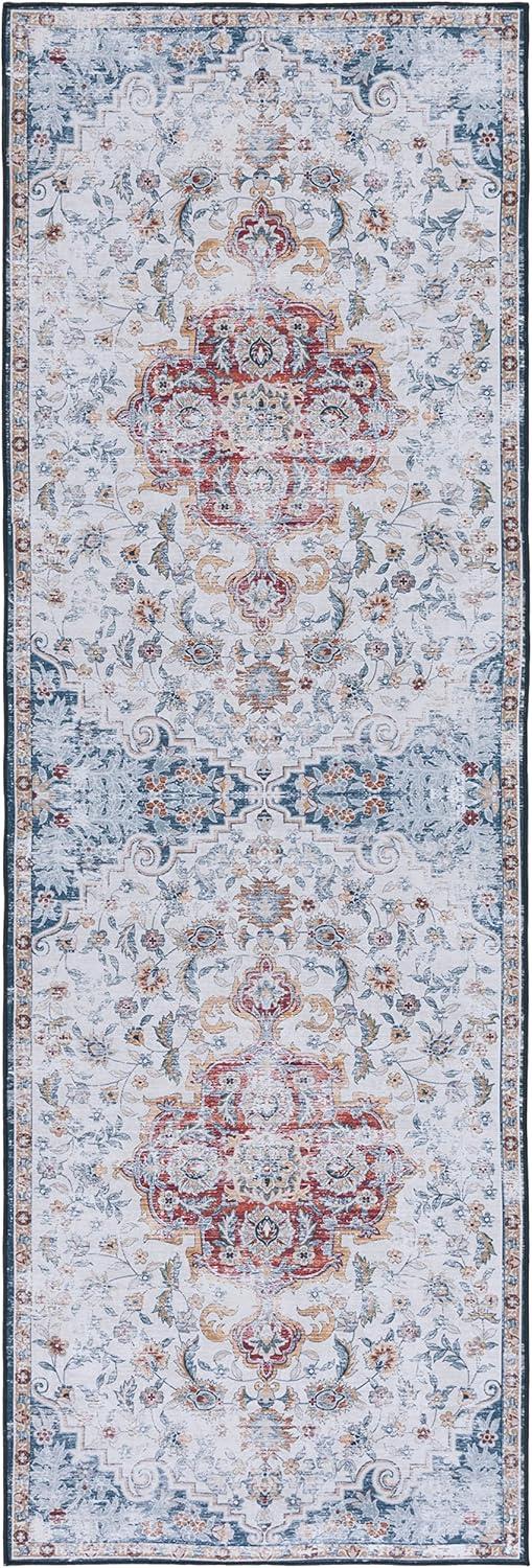 image:imageSAFAVIEH Washable Rug Tucson Collection 8 x 10 Grey amp Rust Slip Resistant amp Easy to Clean Ideal for Living Room Bedroom Dining Space TSN117FGreyRust