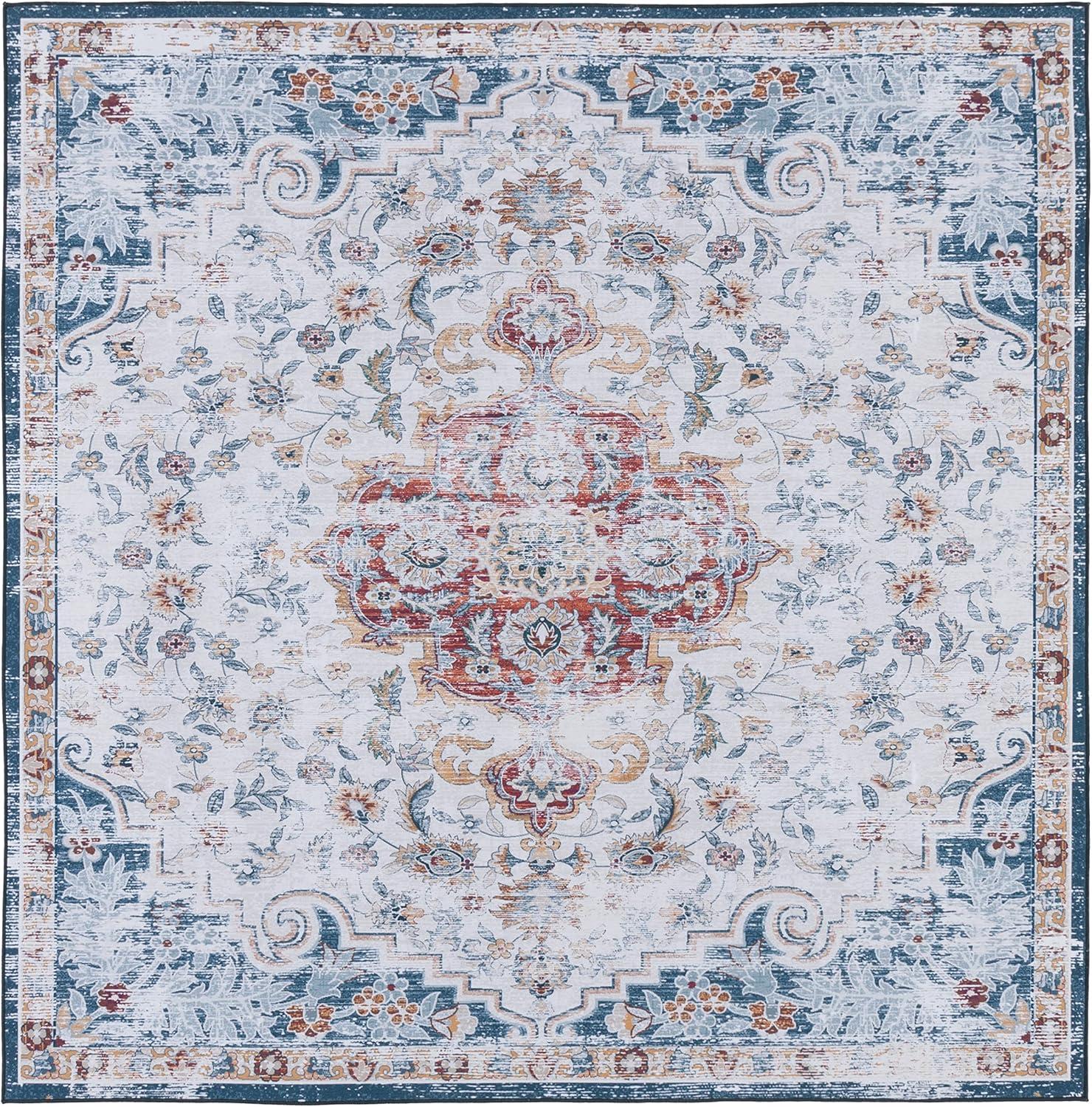 image:imageSAFAVIEH Washable Rug Tucson Collection 8 x 10 Grey amp Rust Slip Resistant amp Easy to Clean Ideal for Living Room Bedroom Dining Space TSN117FGreyRust