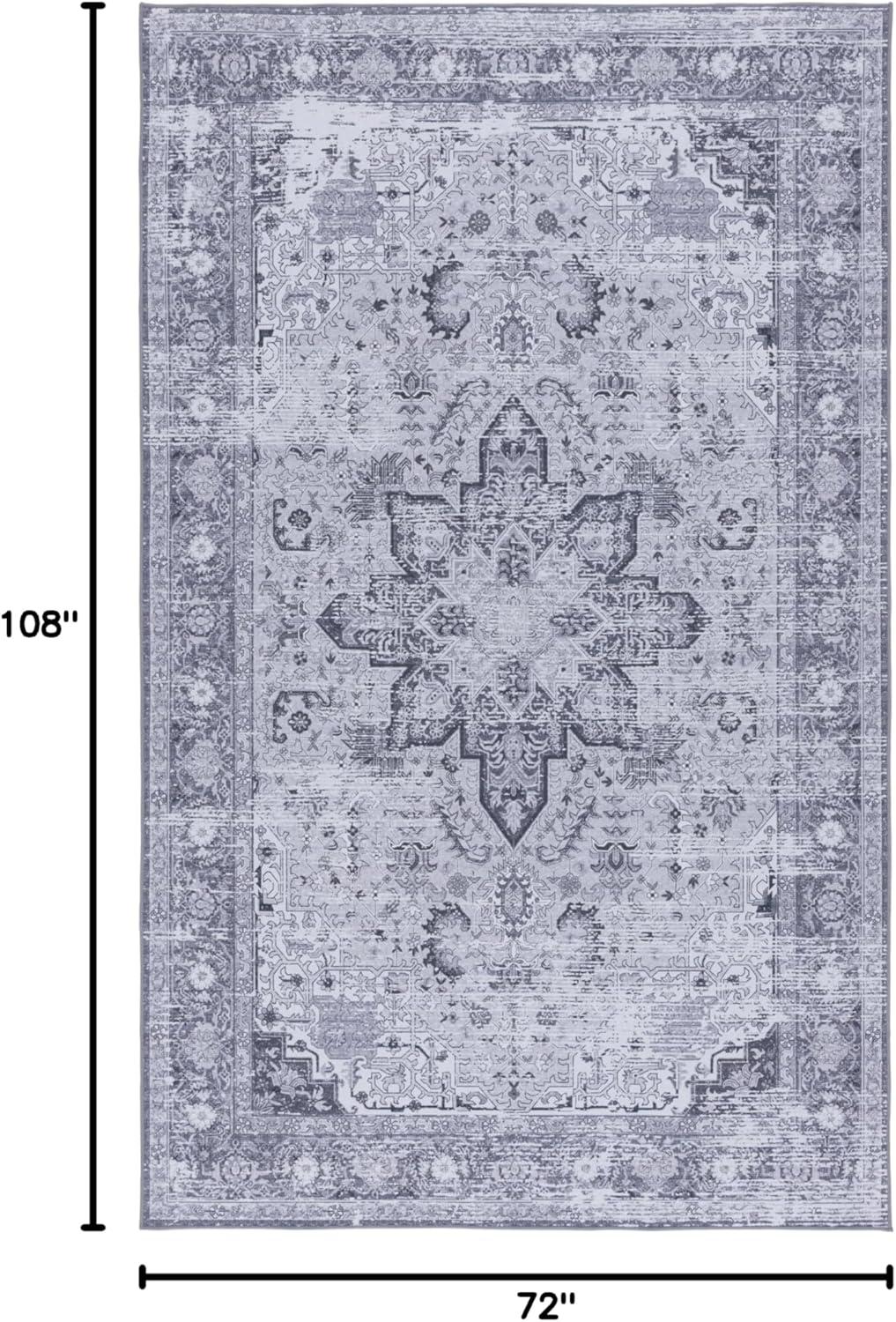 image:imageSAFAVIEH Washable Rug Tucson Collection 8 x 10 Ivory amp Red Slip Resistant amp Easy to Clean Ideal for Living Room Bedroom Dining Space TSN113ADark GreyGrey