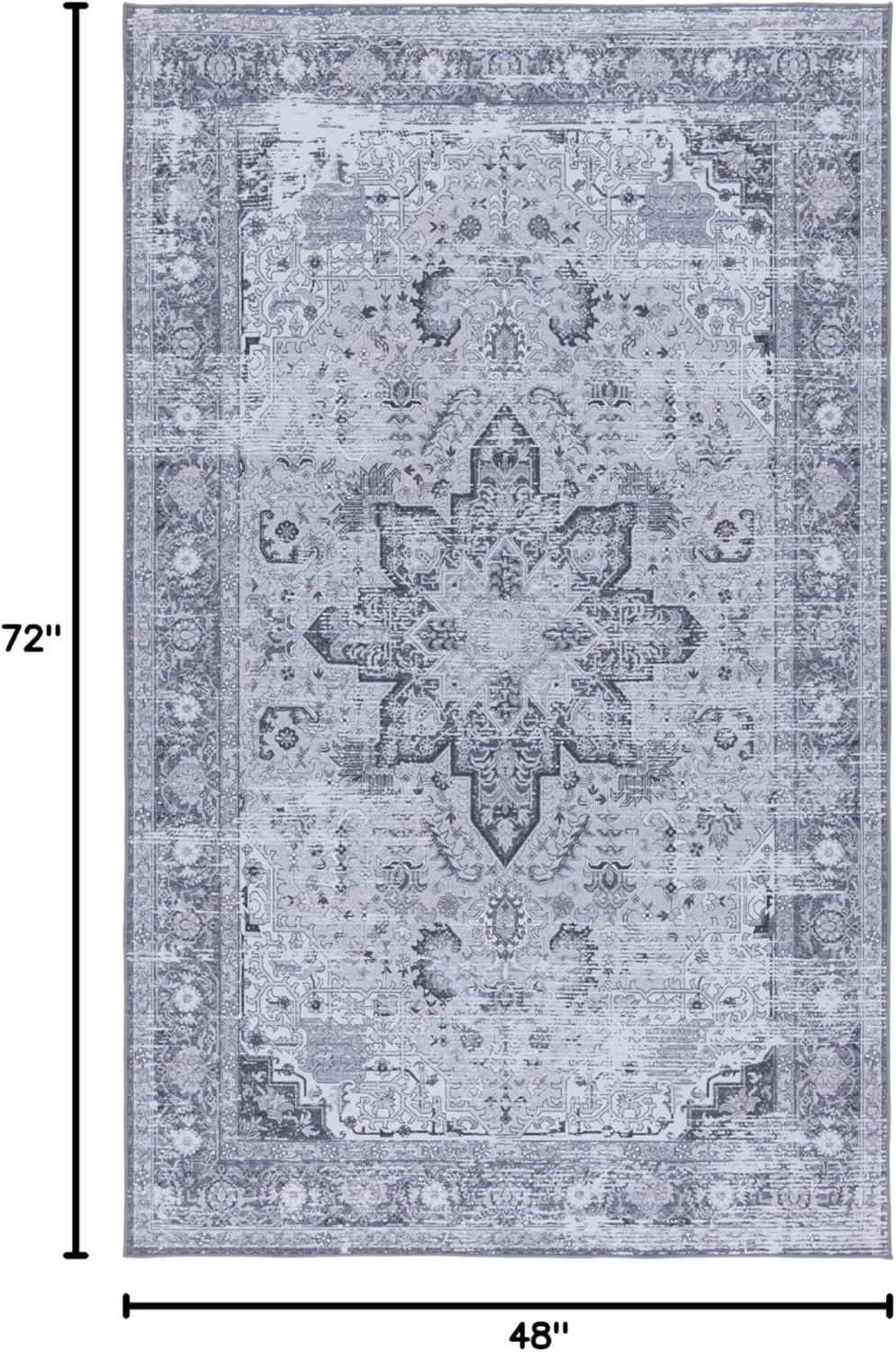 image:imageSAFAVIEH Washable Rug Tucson Collection 8 x 10 Ivory amp Red Slip Resistant amp Easy to Clean Ideal for Living Room Bedroom Dining Space TSN113ADark GreyGrey