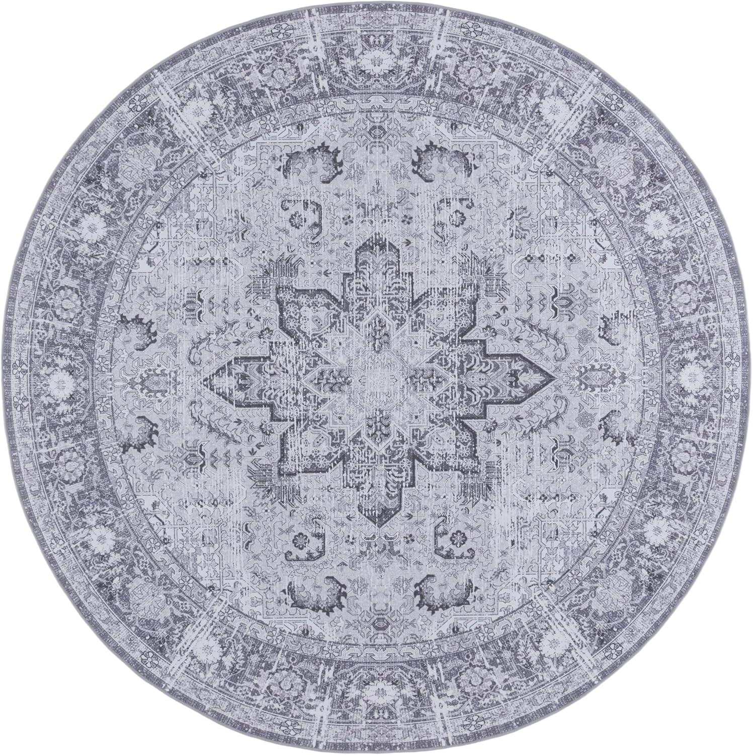 image:imageSAFAVIEH Washable Rug Tucson Collection 8 x 10 Ivory amp Red Slip Resistant amp Easy to Clean Ideal for Living Room Bedroom Dining Space TSN113ADark GreyGrey