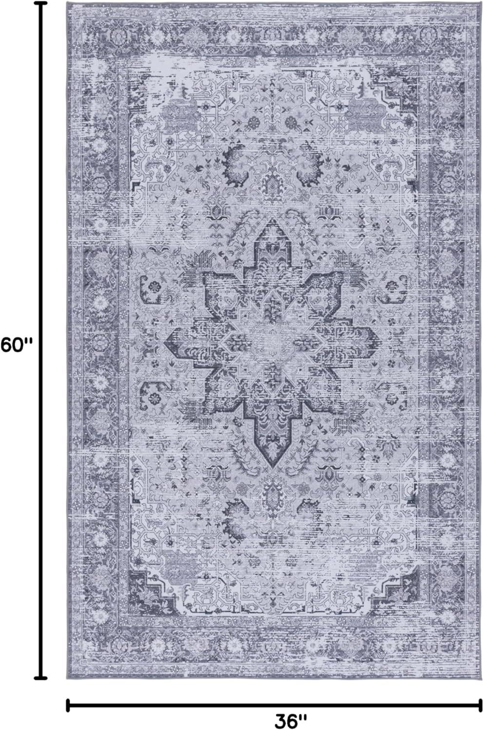 image:imageSAFAVIEH Washable Rug Tucson Collection 8 x 10 Ivory amp Red Slip Resistant amp Easy to Clean Ideal for Living Room Bedroom Dining Space TSN113ADark GreyGrey