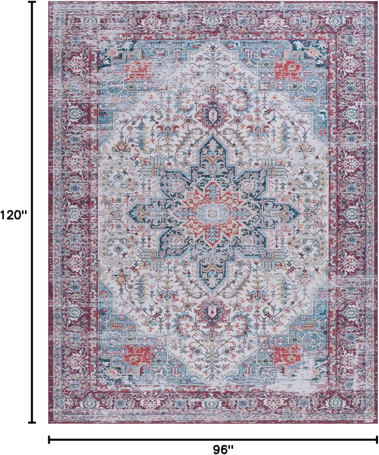 image:imageSAFAVIEH Washable Rug Tucson Collection 8 x 10 Ivory amp Red Slip Resistant amp Easy to Clean Ideal for Living Room Bedroom Dining Space TSN113AIvoryRed