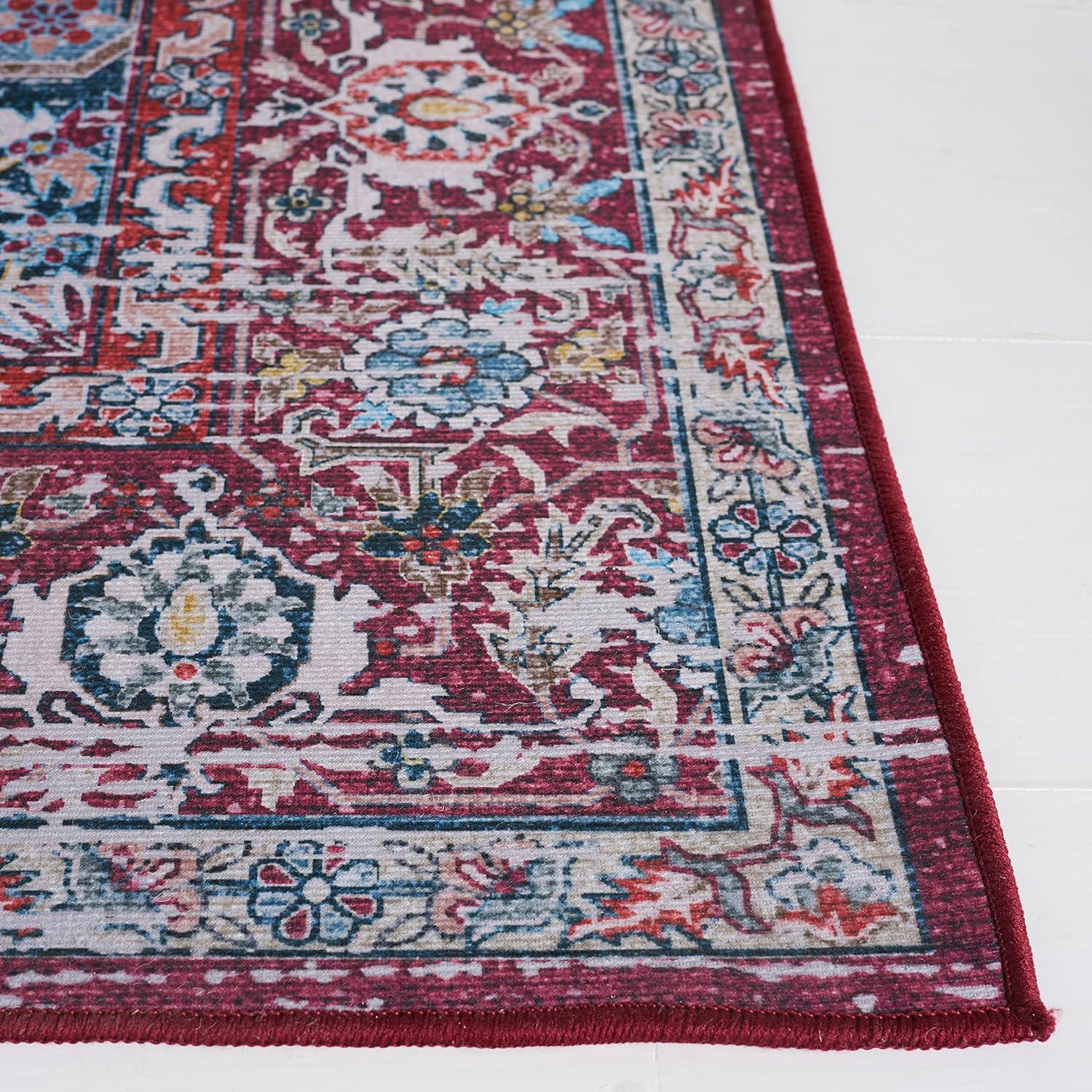 image:imageSAFAVIEH Washable Rug Tucson Collection 8 x 10 Ivory amp Red Slip Resistant amp Easy to Clean Ideal for Living Room Bedroom Dining Space TSN113AIvoryRed