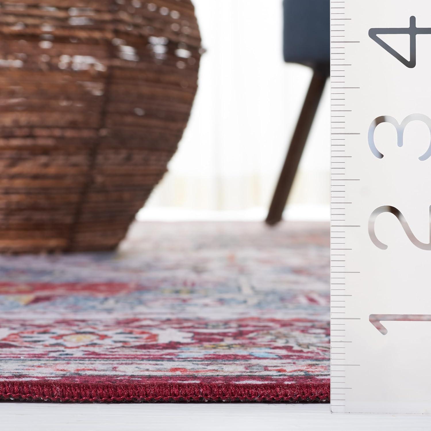 image:imageSAFAVIEH Washable Rug Tucson Collection 8 x 10 Ivory amp Red Slip Resistant amp Easy to Clean Ideal for Living Room Bedroom Dining Space TSN113AIvoryRed