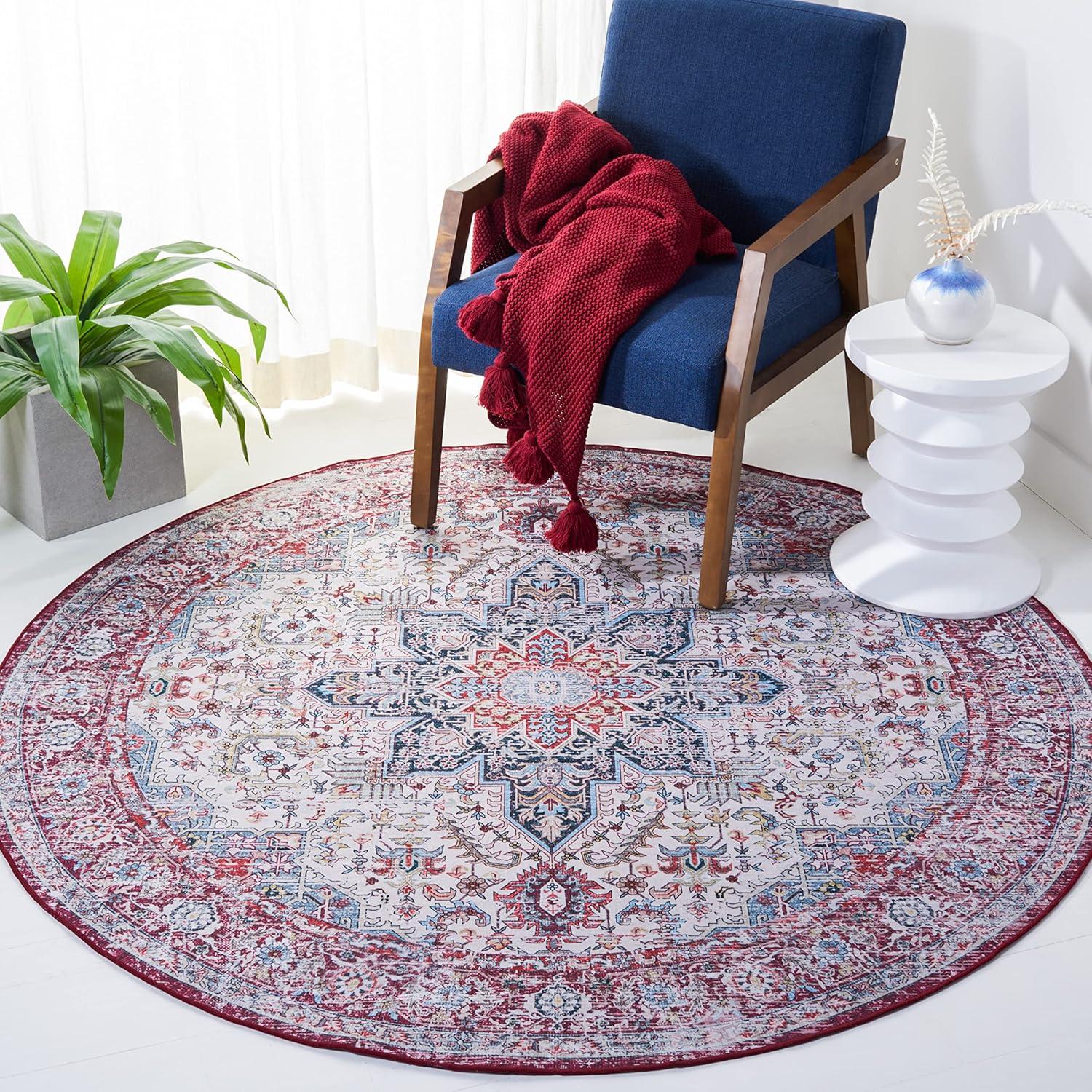 image:imageSAFAVIEH Washable Rug Tucson Collection 8 x 10 Ivory amp Red Slip Resistant amp Easy to Clean Ideal for Living Room Bedroom Dining Space TSN113AIvoryRed