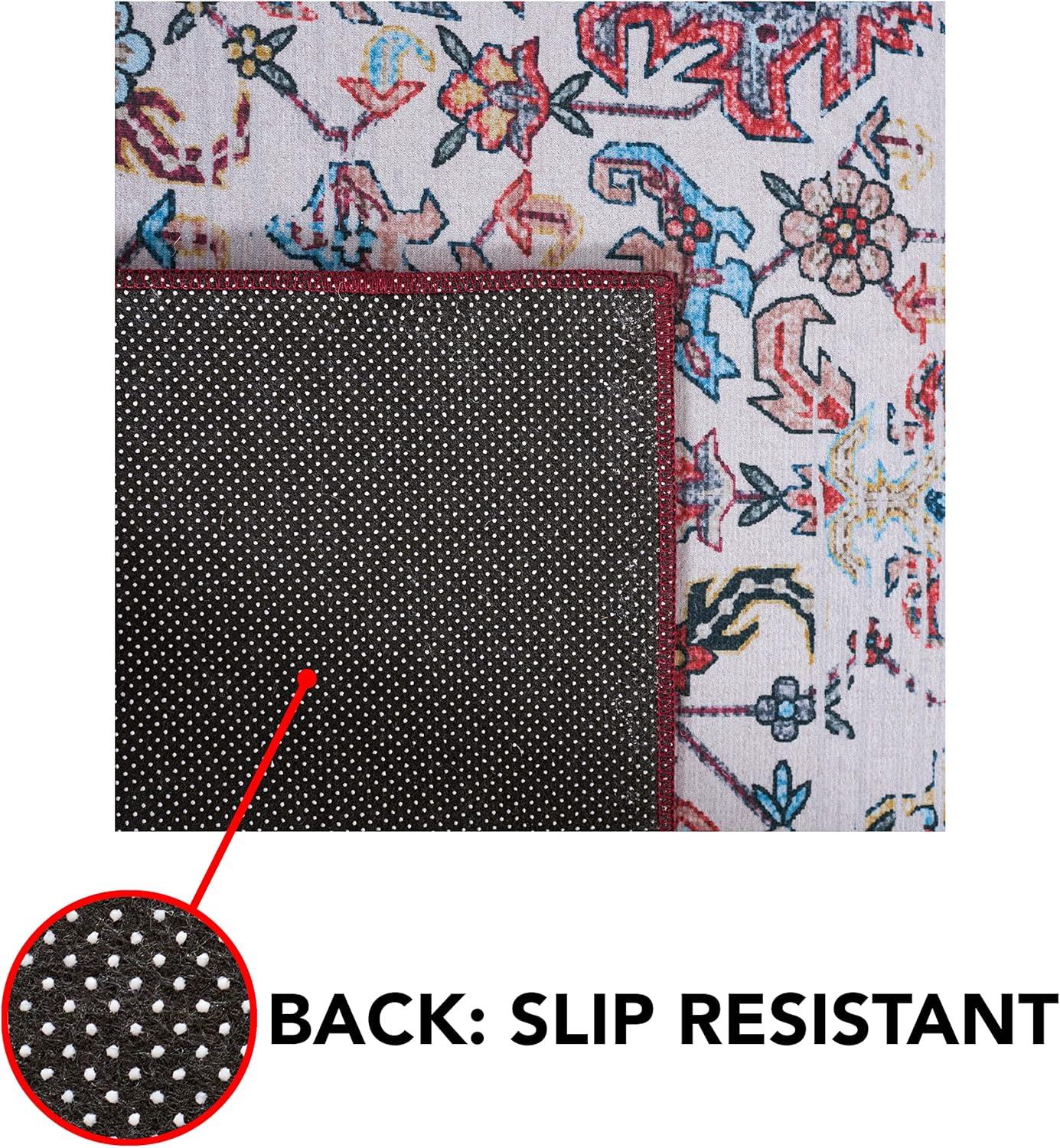 image:imageSAFAVIEH Washable Rug Tucson Collection 8 x 10 Ivory amp Red Slip Resistant amp Easy to Clean Ideal for Living Room Bedroom Dining Space TSN113AIvoryRed
