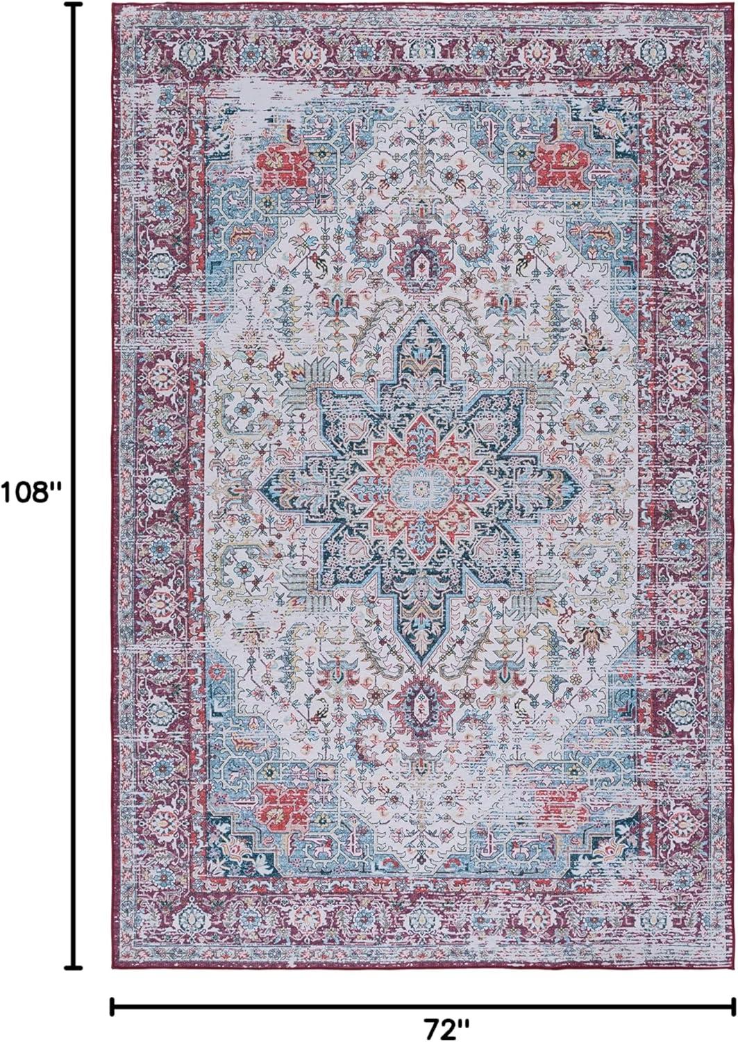 image:imageSAFAVIEH Washable Rug Tucson Collection 8 x 10 Ivory amp Red Slip Resistant amp Easy to Clean Ideal for Living Room Bedroom Dining Space TSN113AIvoryRed
