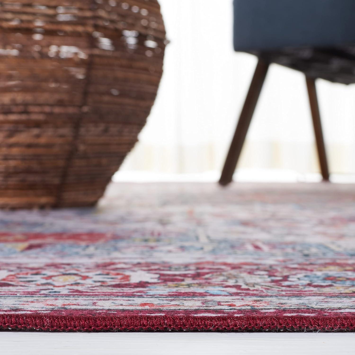 image:imageSAFAVIEH Washable Rug Tucson Collection 8 x 10 Ivory amp Red Slip Resistant amp Easy to Clean Ideal for Living Room Bedroom Dining Space TSN113AIvoryRed