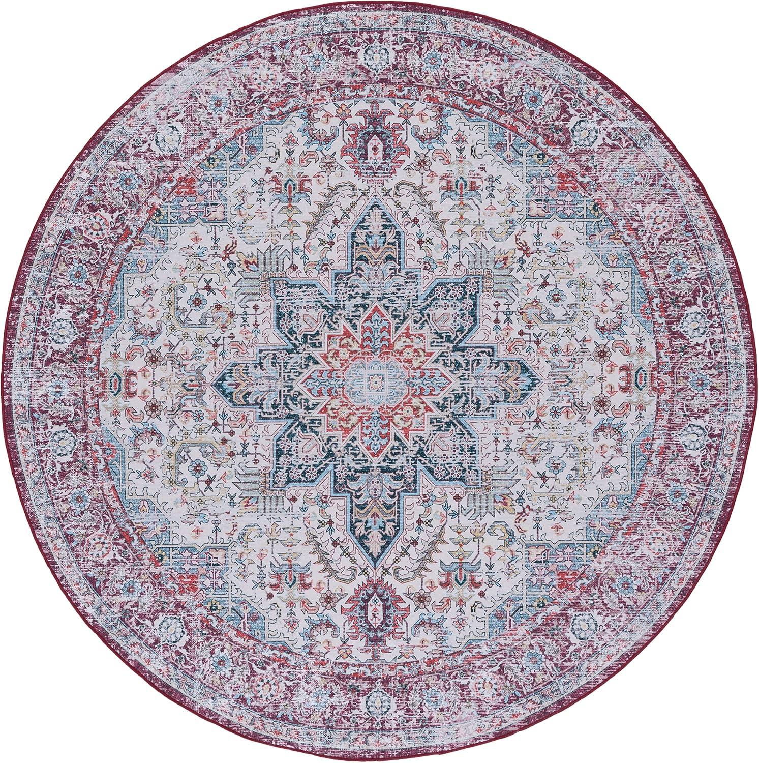 image:imageSAFAVIEH Washable Rug Tucson Collection 8 x 10 Ivory amp Red Slip Resistant amp Easy to Clean Ideal for Living Room Bedroom Dining Space TSN113AIvoryRed