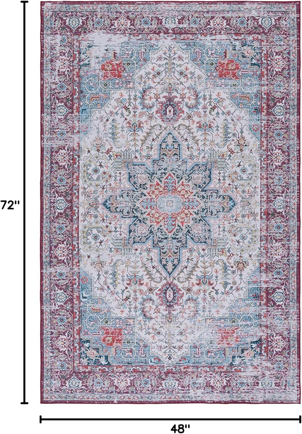 image:imageSAFAVIEH Washable Rug Tucson Collection 8 x 10 Ivory amp Red Slip Resistant amp Easy to Clean Ideal for Living Room Bedroom Dining Space TSN113AIvoryRed