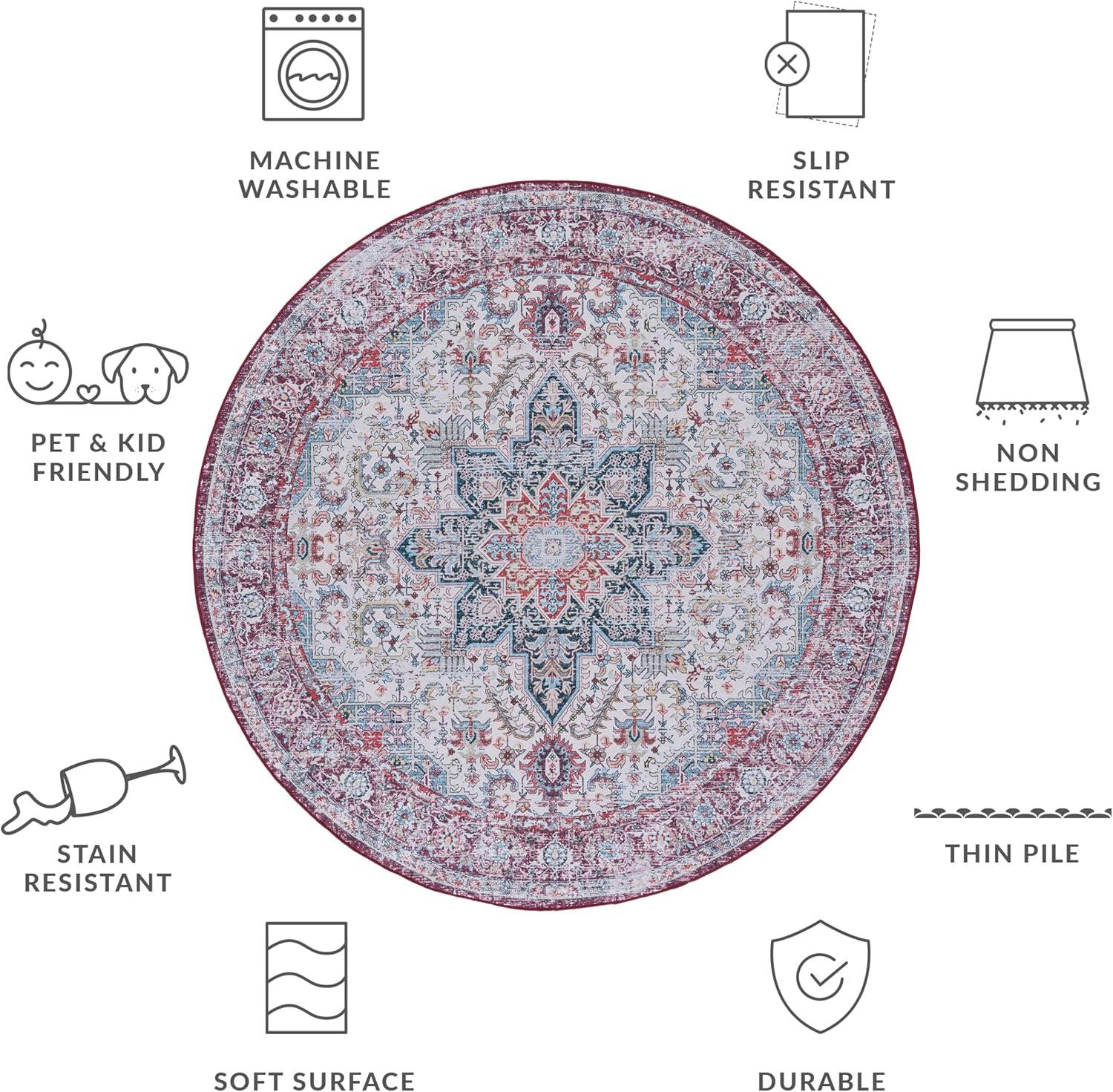 image:imageSAFAVIEH Washable Rug Tucson Collection 8 x 10 Ivory amp Red Slip Resistant amp Easy to Clean Ideal for Living Room Bedroom Dining Space TSN113AIvoryRed