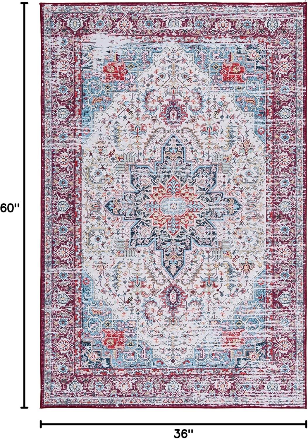image:imageSAFAVIEH Washable Rug Tucson Collection 8 x 10 Ivory amp Red Slip Resistant amp Easy to Clean Ideal for Living Room Bedroom Dining Space TSN113AIvoryRed