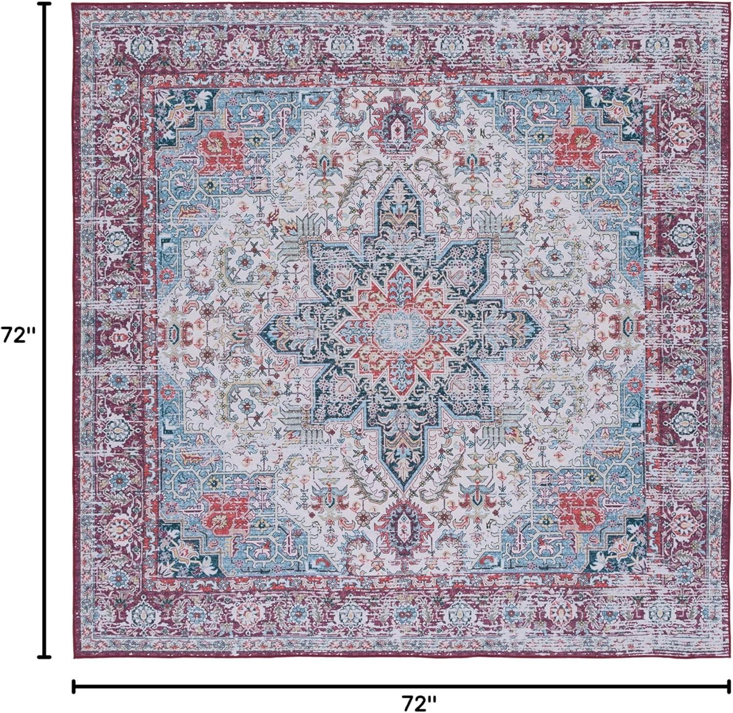 image:imageSAFAVIEH Washable Rug Tucson Collection 8 x 10 Ivory amp Red Slip Resistant amp Easy to Clean Ideal for Living Room Bedroom Dining Space TSN113AIvoryRed
