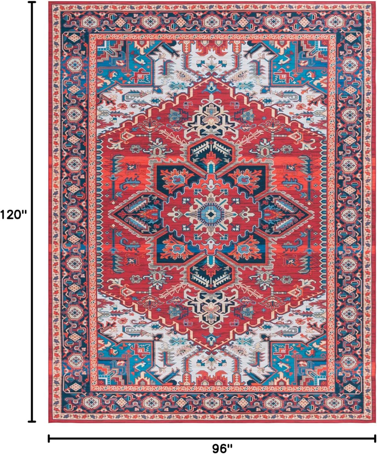 image:imageSAFAVIEH Washable Rug Tucson Collection 8 x 10 Red amp Navy Slip Resistant amp Easy to Clean Ideal for Living Room Bedroom Dining Space TSN101SRedBlue