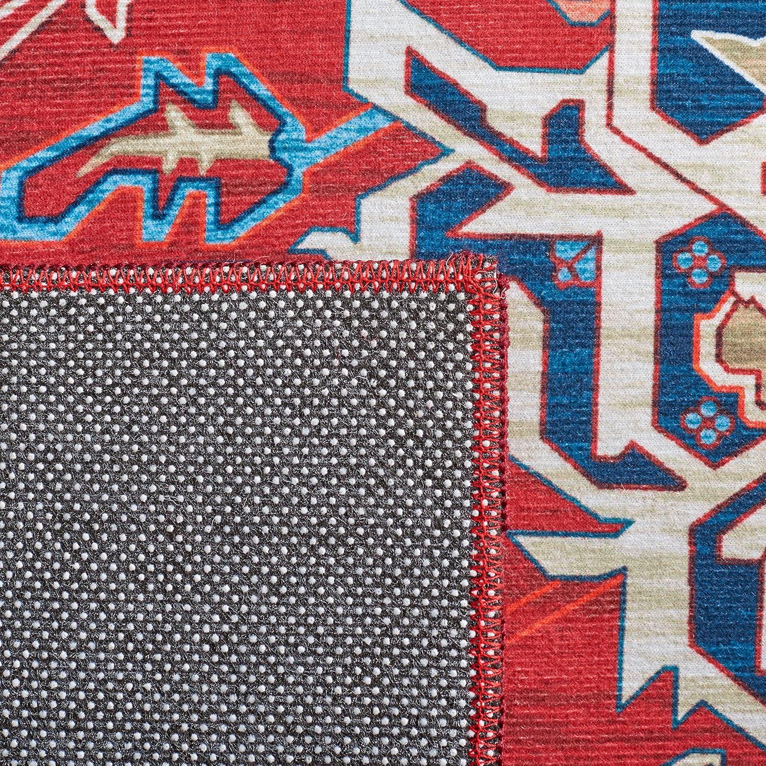 image:imageSAFAVIEH Washable Rug Tucson Collection 8 x 10 Red amp Navy Slip Resistant amp Easy to Clean Ideal for Living Room Bedroom Dining Space TSN101SRedBlue