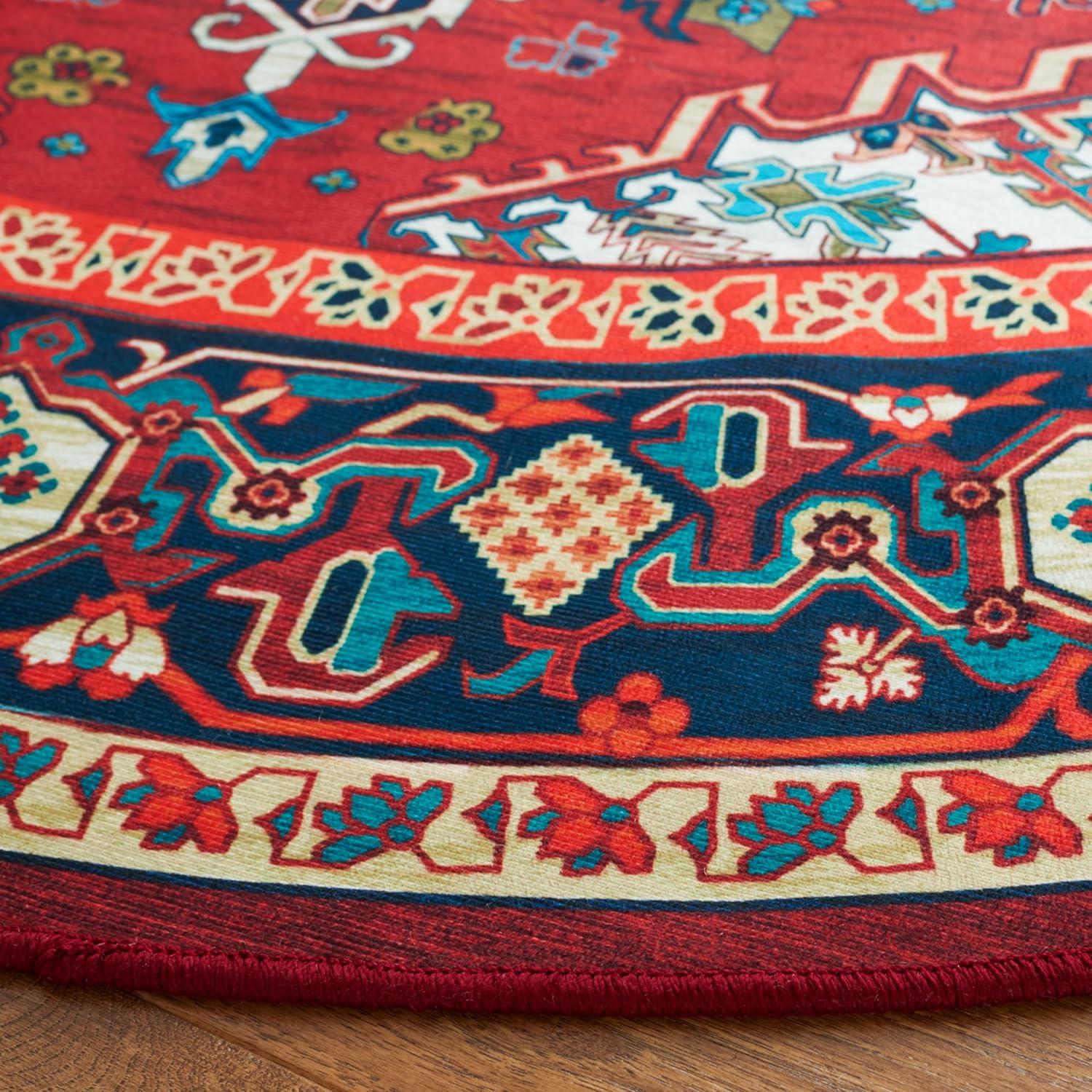 image:imageSAFAVIEH Washable Rug Tucson Collection 8 x 10 Red amp Navy Slip Resistant amp Easy to Clean Ideal for Living Room Bedroom Dining Space TSN101SRedBlue