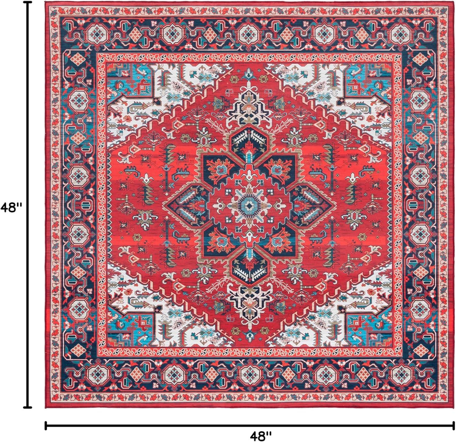 image:imageSAFAVIEH Washable Rug Tucson Collection 8 x 10 Red amp Navy Slip Resistant amp Easy to Clean Ideal for Living Room Bedroom Dining Space TSN101SRedBlue