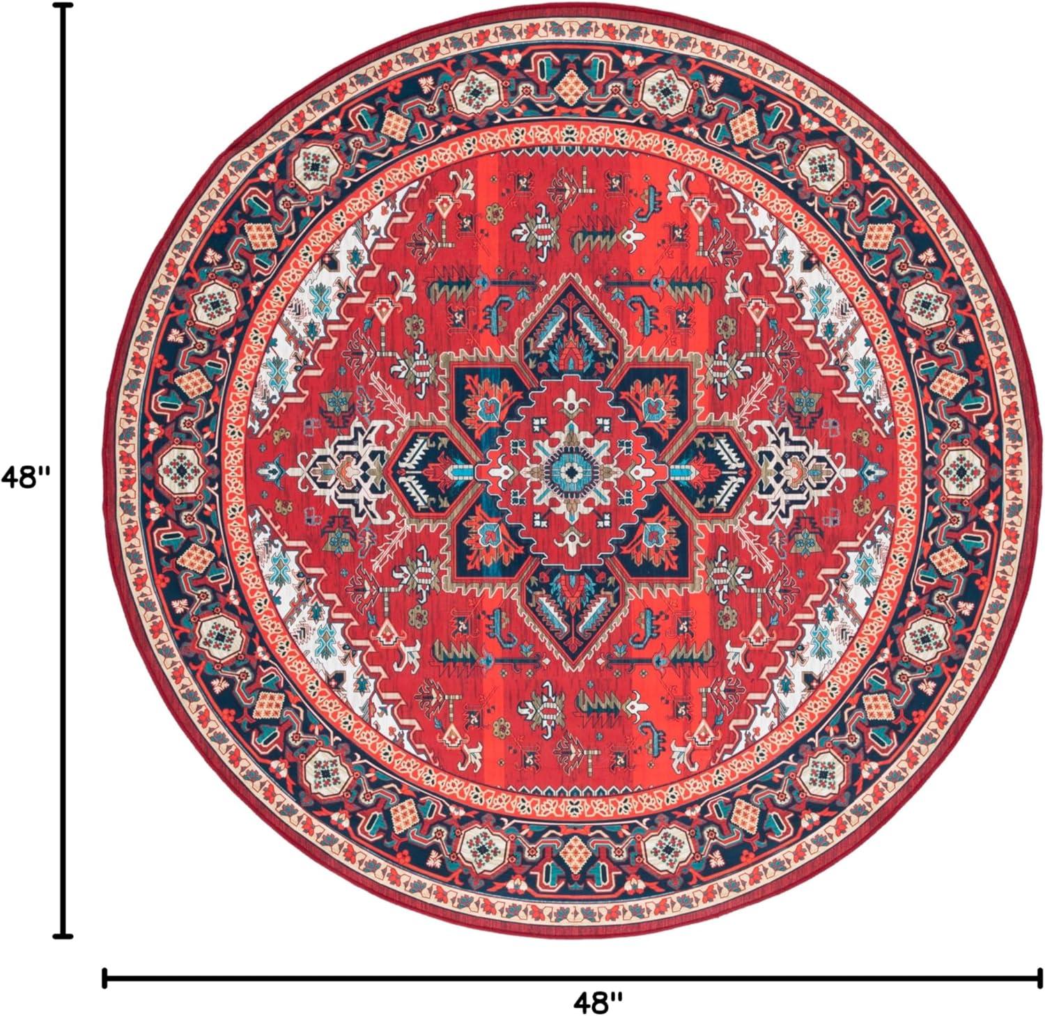 image:imageSAFAVIEH Washable Rug Tucson Collection 8 x 10 Red amp Navy Slip Resistant amp Easy to Clean Ideal for Living Room Bedroom Dining Space TSN101SRedBlue