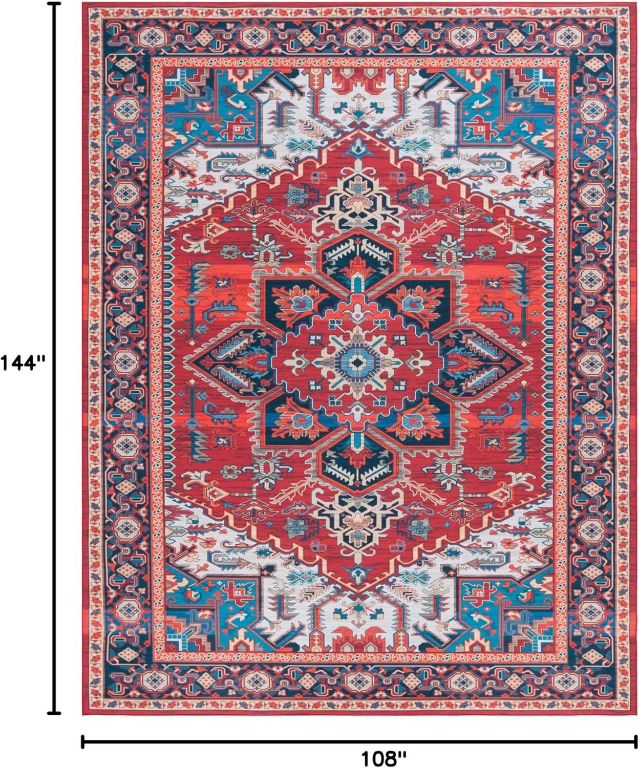image:imageSAFAVIEH Washable Rug Tucson Collection 8 x 10 Red amp Navy Slip Resistant amp Easy to Clean Ideal for Living Room Bedroom Dining Space TSN101SRedBlue