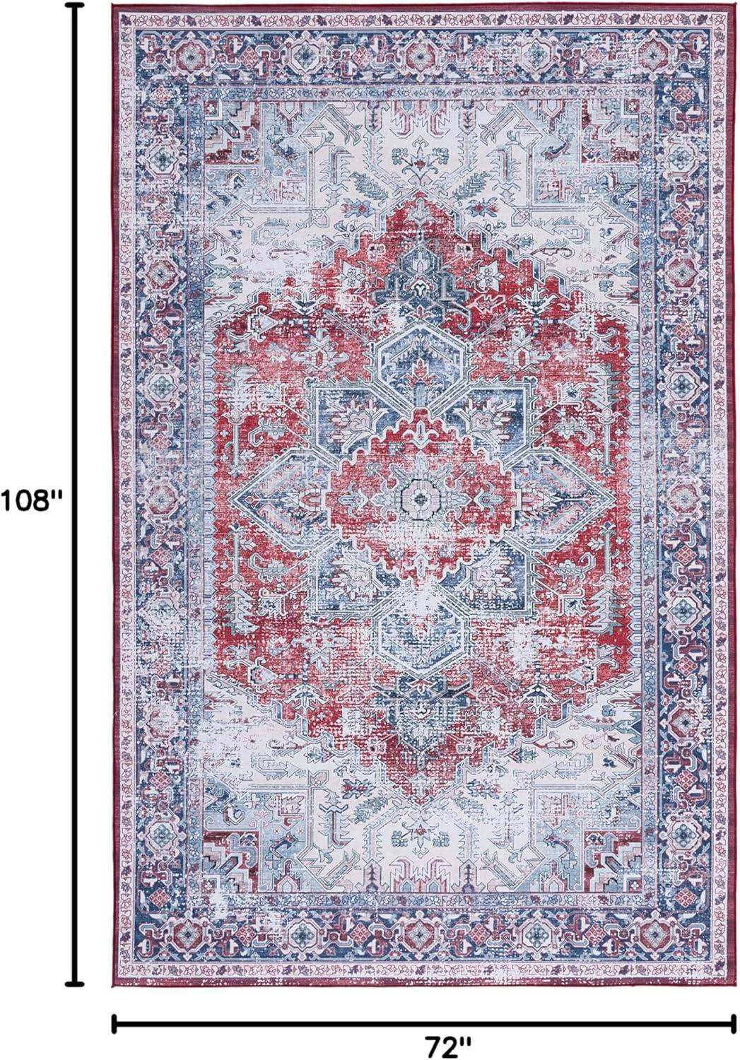 image:imageSAFAVIEH Washable Rug Tucson Collection 8 x 10 Red amp Navy Slip Resistant amp Easy to Clean Ideal for Living Room Bedroom Dining Space TSN101SRedNavy