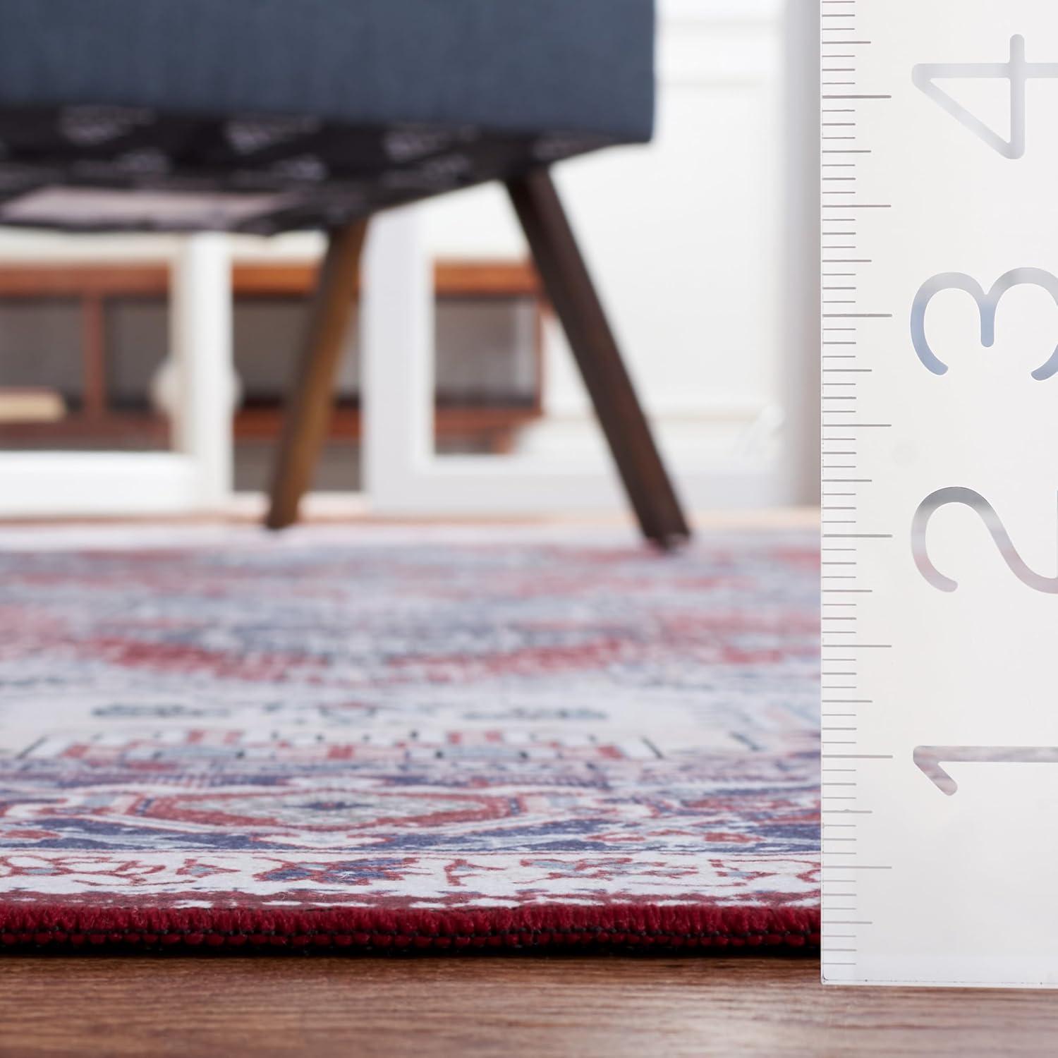 image:imageSAFAVIEH Washable Rug Tucson Collection 8 x 10 Red amp Navy Slip Resistant amp Easy to Clean Ideal for Living Room Bedroom Dining Space TSN101SRedNavy