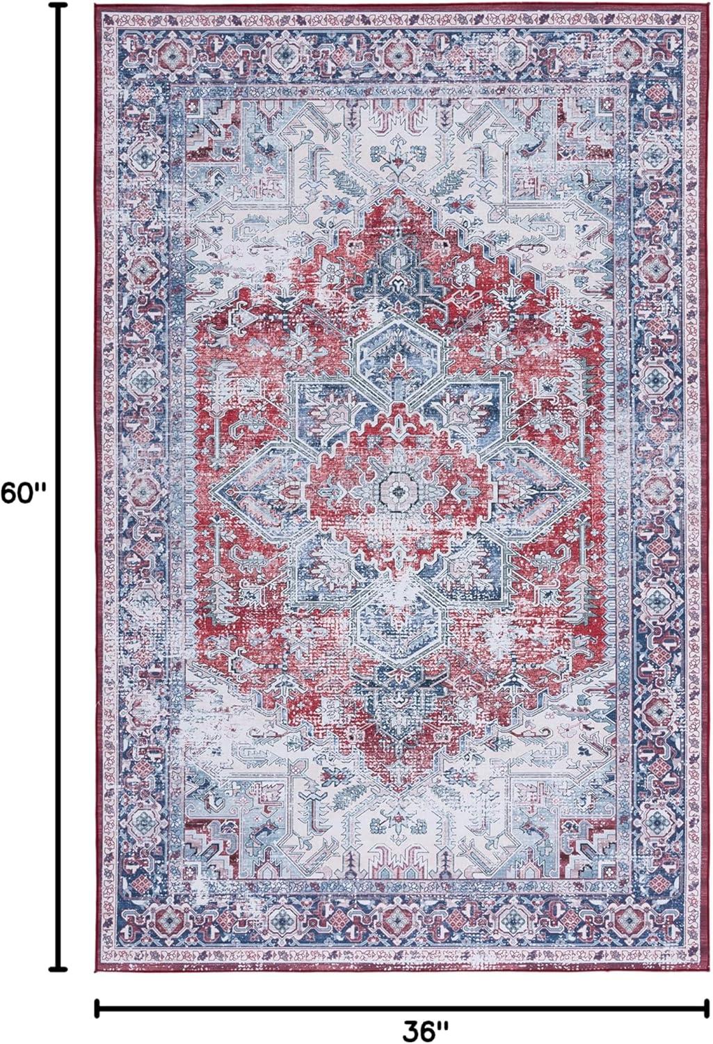 image:imageSAFAVIEH Washable Rug Tucson Collection 8 x 10 Red amp Navy Slip Resistant amp Easy to Clean Ideal for Living Room Bedroom Dining Space TSN101SRedNavy