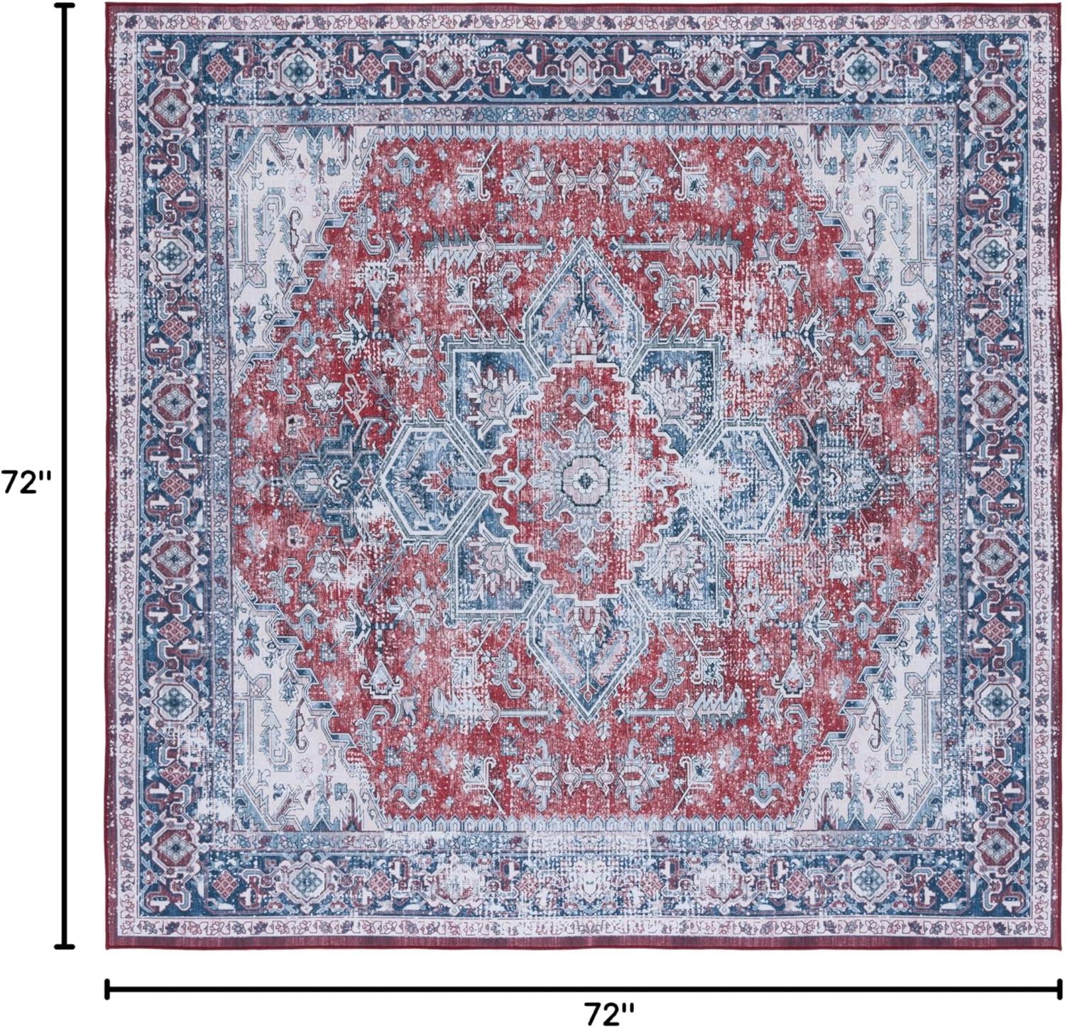 image:imageSAFAVIEH Washable Rug Tucson Collection 8 x 10 Red amp Navy Slip Resistant amp Easy to Clean Ideal for Living Room Bedroom Dining Space TSN101SRedNavy
