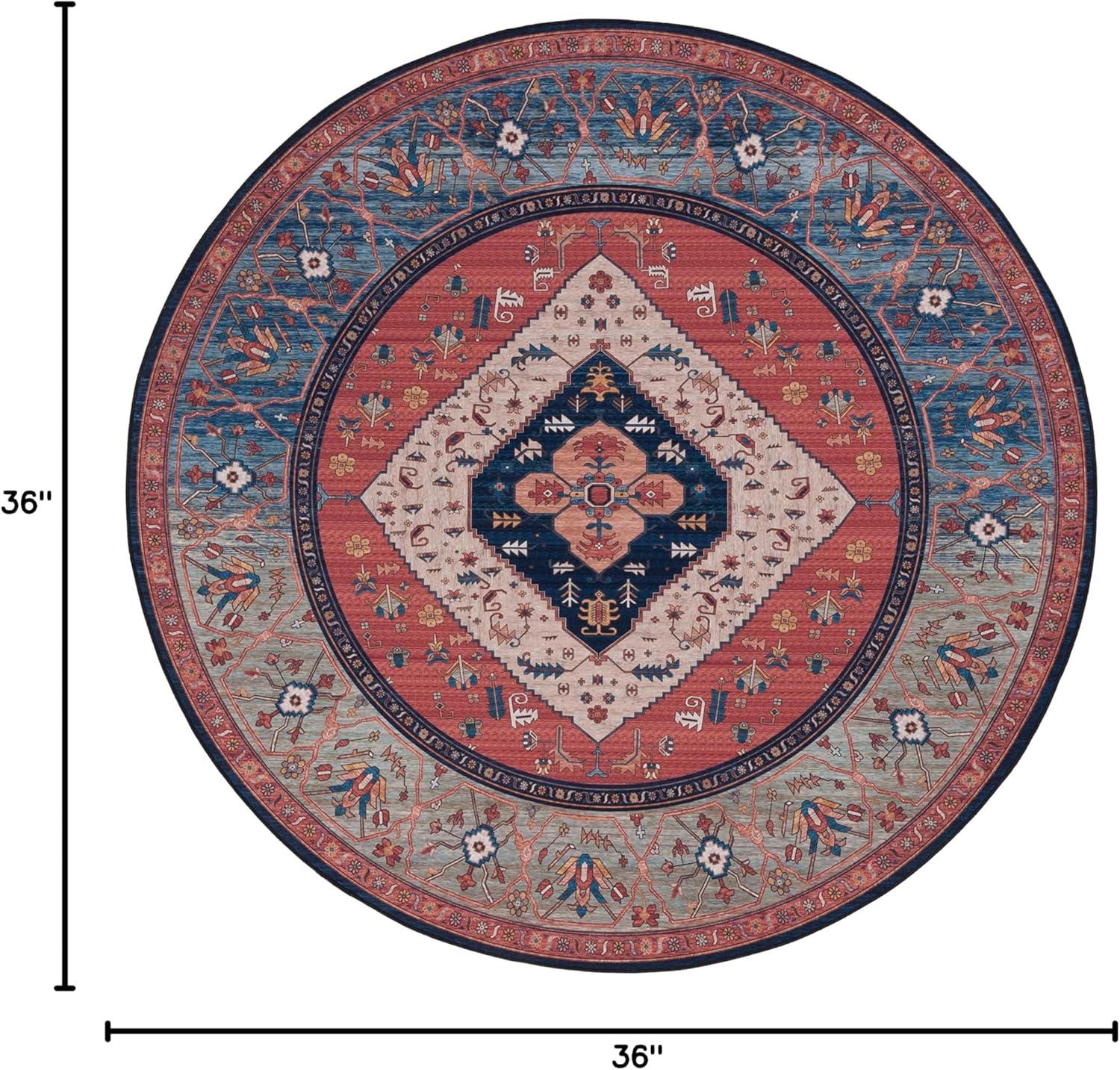 image:imageSAFAVIEH Washable Rug Tucson Collection 8 x 10 Rust amp Blue Slip Resistant amp Easy to Clean Ideal for Living Room Bedroom Dining Space TSN153PRustBlue