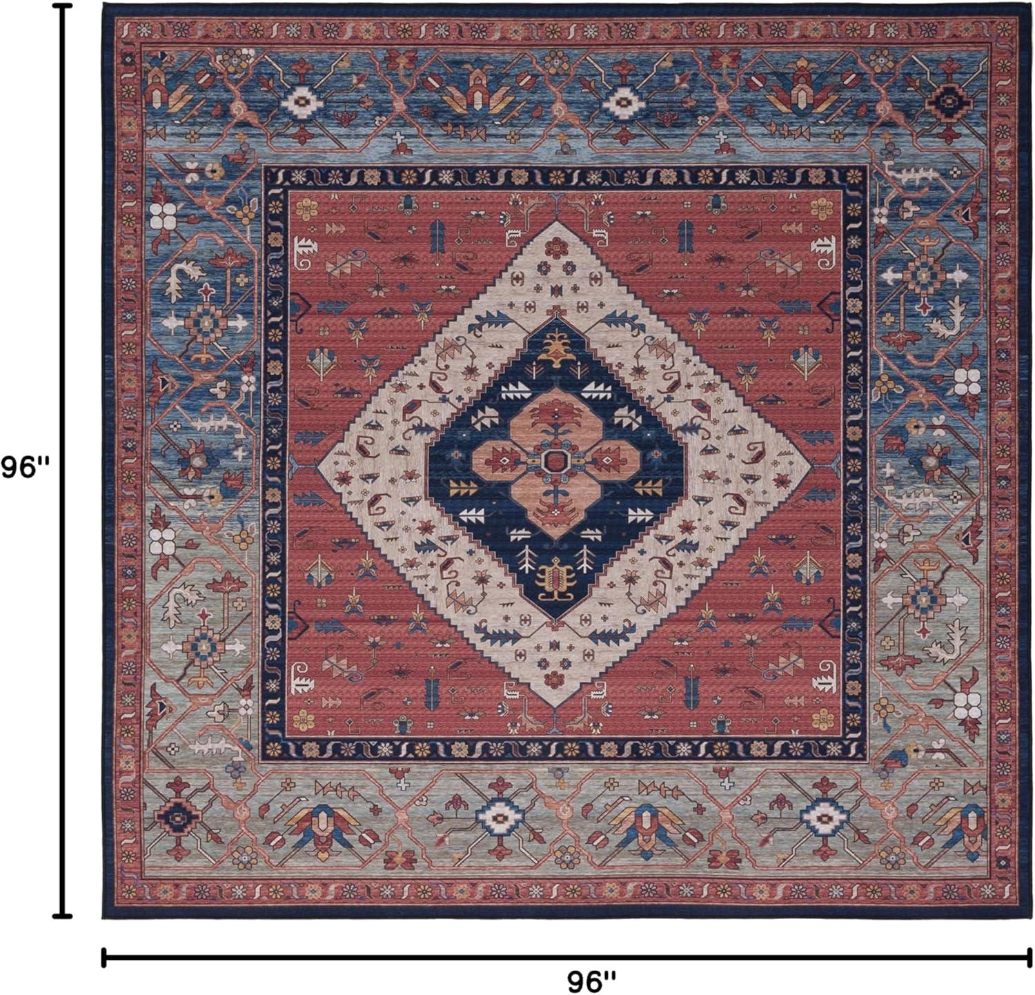 image:imageSAFAVIEH Washable Rug Tucson Collection 8 x 10 Rust amp Blue Slip Resistant amp Easy to Clean Ideal for Living Room Bedroom Dining Space TSN153PRustBlue