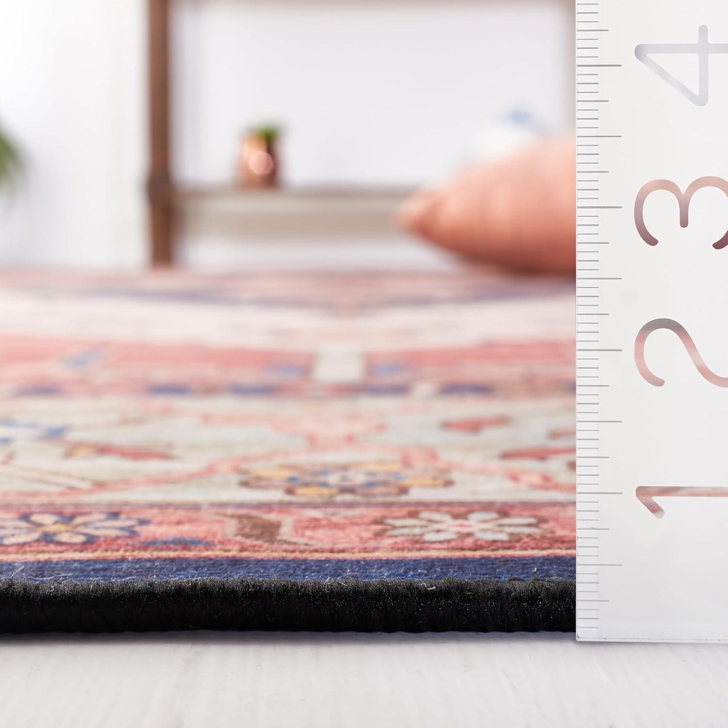 image:imageSAFAVIEH Washable Rug Tucson Collection 8 x 10 Rust amp Blue Slip Resistant amp Easy to Clean Ideal for Living Room Bedroom Dining Space TSN153PRustBlue