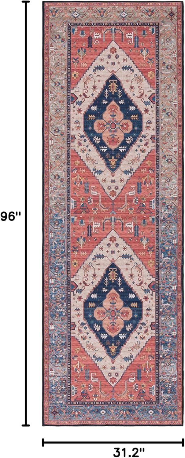 image:imageSAFAVIEH Washable Rug Tucson Collection 8 x 10 Rust amp Blue Slip Resistant amp Easy to Clean Ideal for Living Room Bedroom Dining Space TSN153PRustBlue