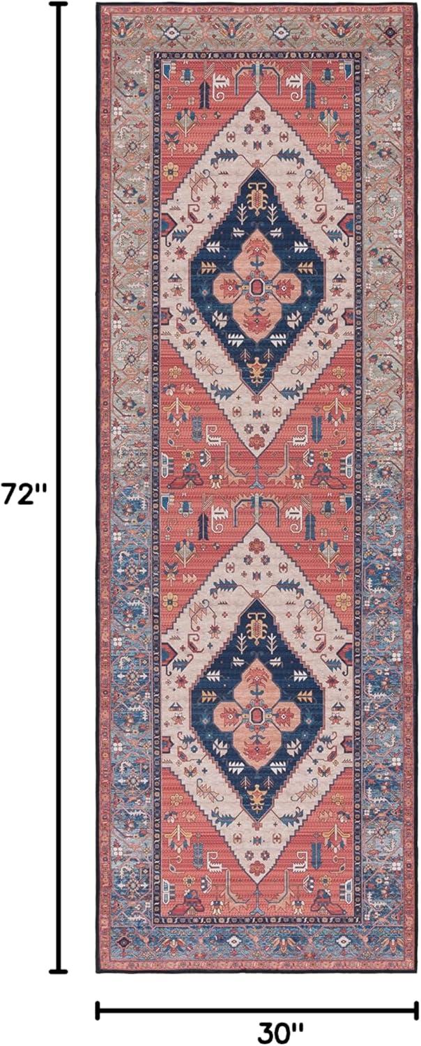image:imageSAFAVIEH Washable Rug Tucson Collection 8 x 10 Rust amp Blue Slip Resistant amp Easy to Clean Ideal for Living Room Bedroom Dining Space TSN153PRustBlue