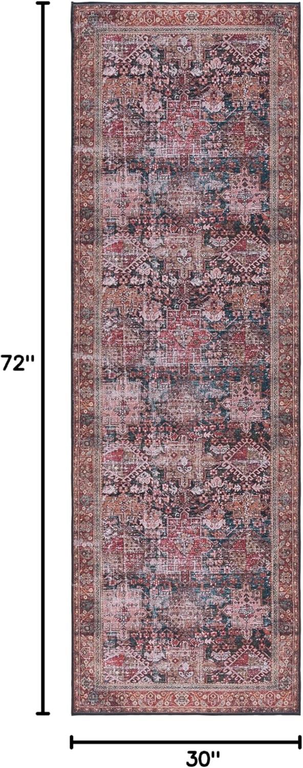 image:imageSAFAVIEH Washable Rug Tucson Collection 8 x 10 Rust amp Green Slip Resistant amp Easy to Clean Ideal for Living Room Bedroom Dining Space TSN114PIvoryGreen