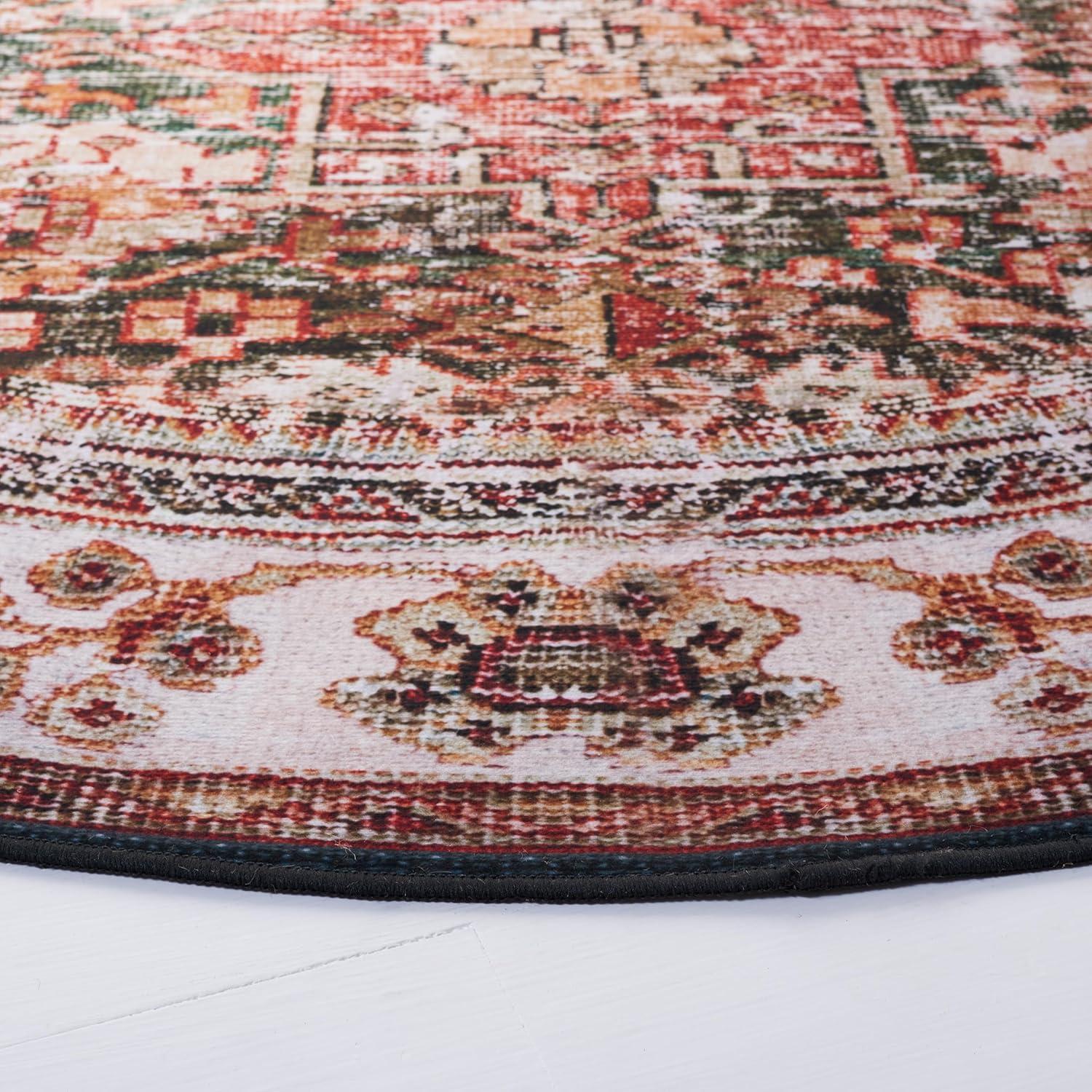 image:imageSAFAVIEH Washable Rug Tucson Collection 8 x 10 Rust amp Green Slip Resistant amp Easy to Clean Ideal for Living Room Bedroom Dining Space TSN114PIvoryGreen