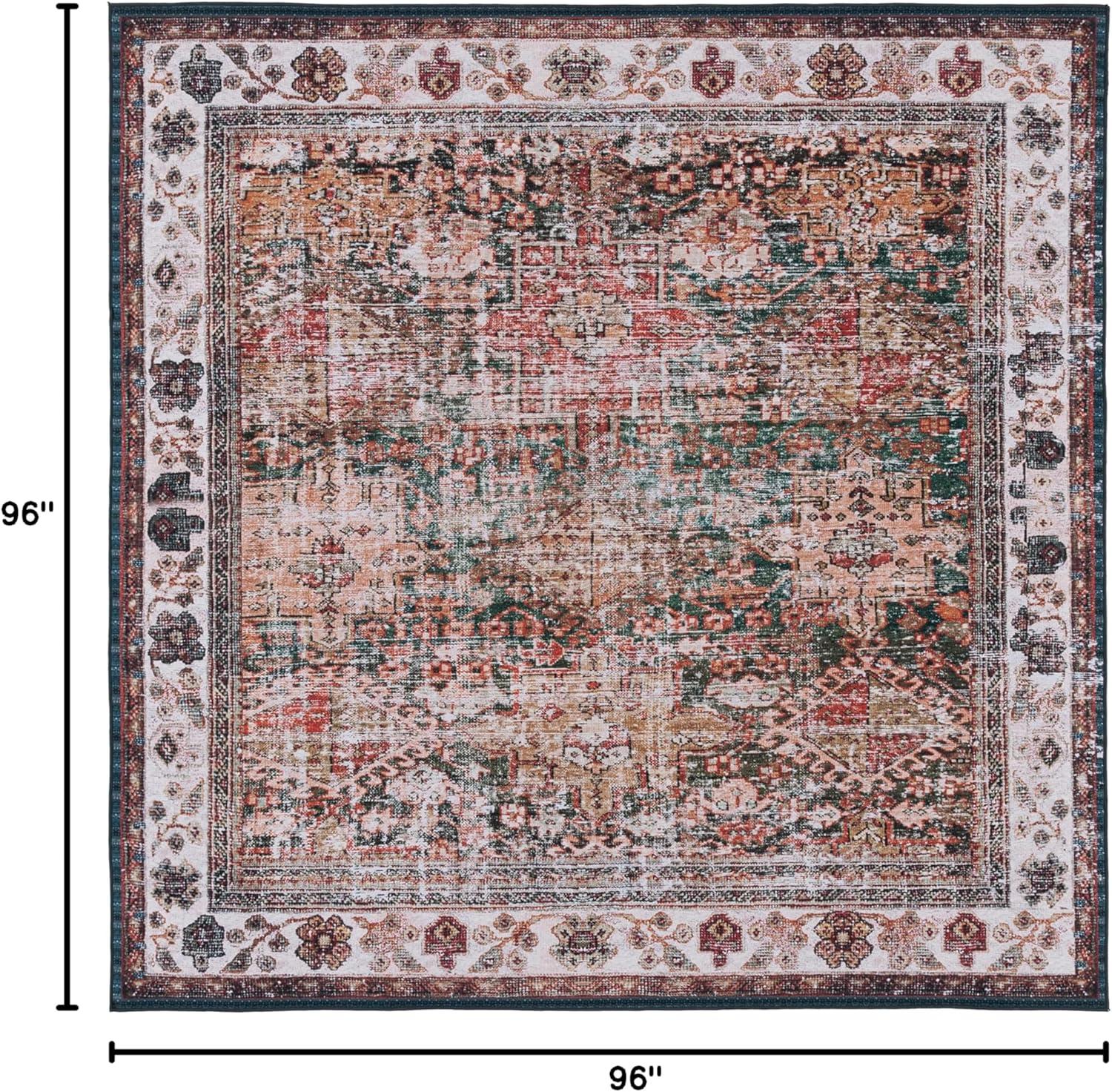 image:imageSAFAVIEH Washable Rug Tucson Collection 8 x 10 Rust amp Green Slip Resistant amp Easy to Clean Ideal for Living Room Bedroom Dining Space TSN114PIvoryGreen