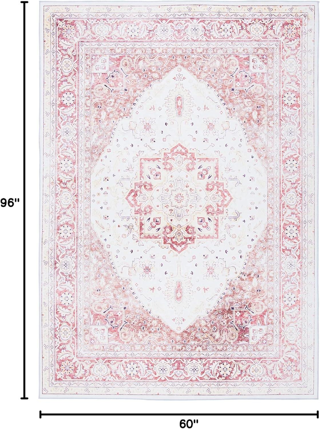 image:imageSAFAVIEH Washable Rug Tucson Collection 9 x 12 Red amp Beige Slip Resistant amp Easy to Clean Ideal for Living Room Bedroom Dining Space TSN107QBeigeRust