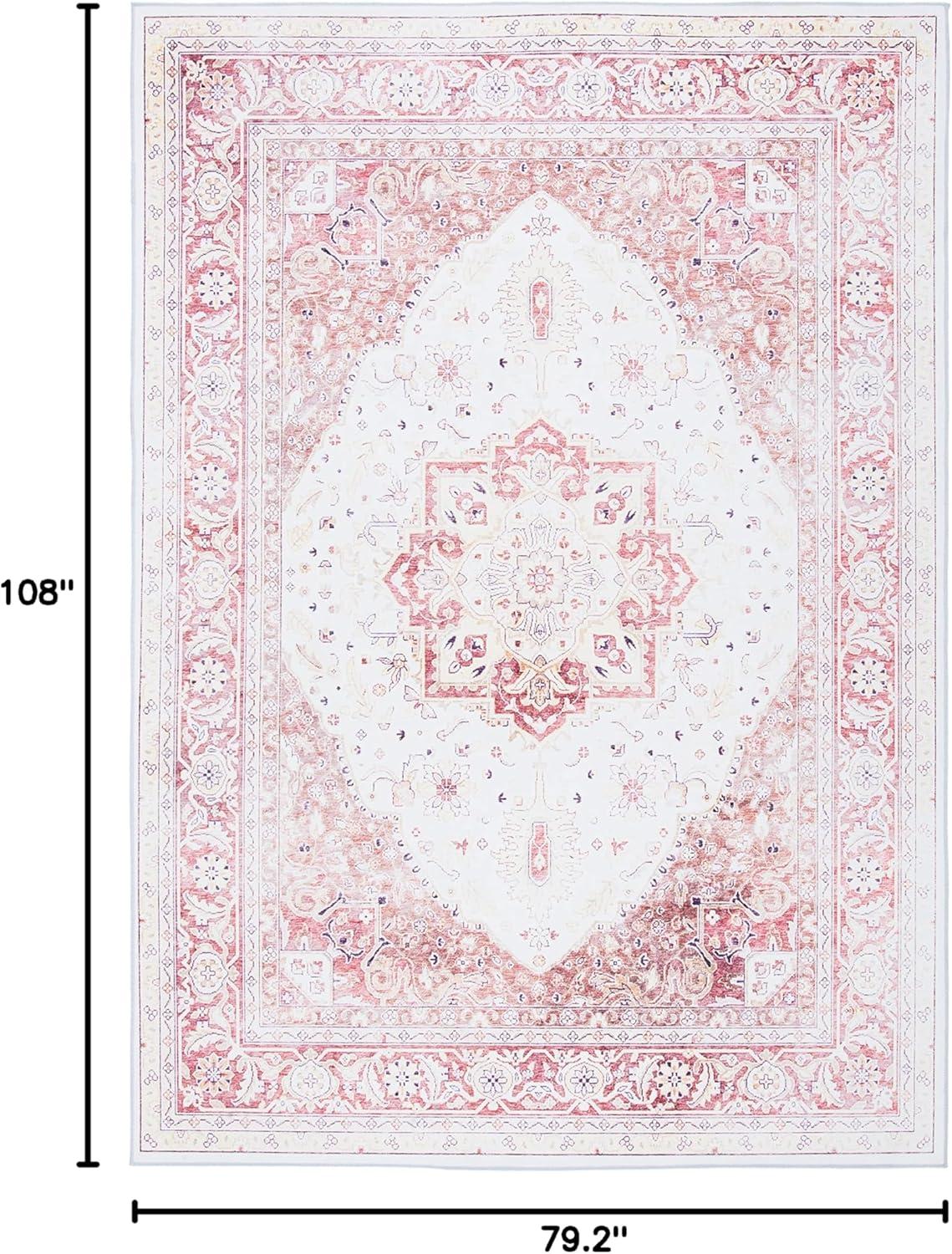 image:imageSAFAVIEH Washable Rug Tucson Collection 9 x 12 Red amp Beige Slip Resistant amp Easy to Clean Ideal for Living Room Bedroom Dining Space TSN107QBeigeRust