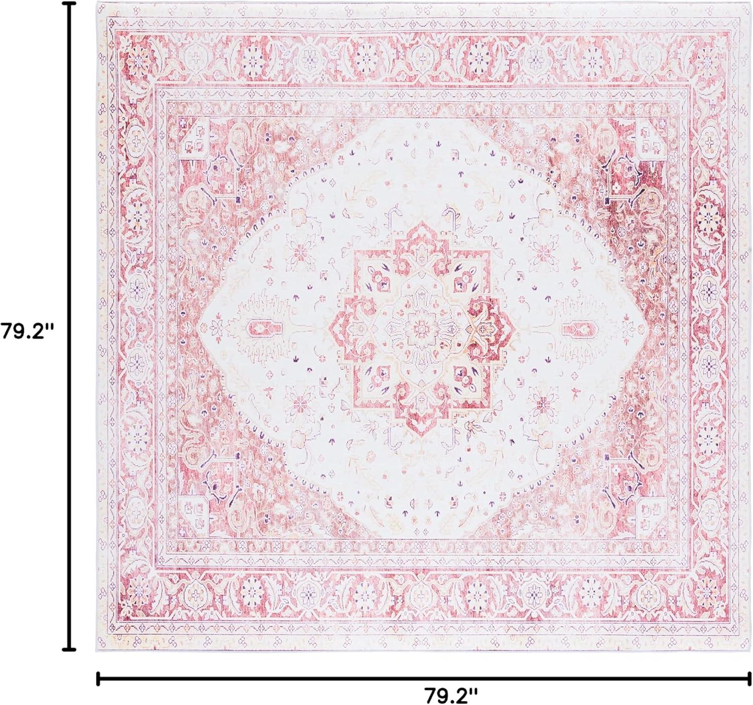 image:imageSAFAVIEH Washable Rug Tucson Collection 9 x 12 Red amp Beige Slip Resistant amp Easy to Clean Ideal for Living Room Bedroom Dining Space TSN107QBeigeRust