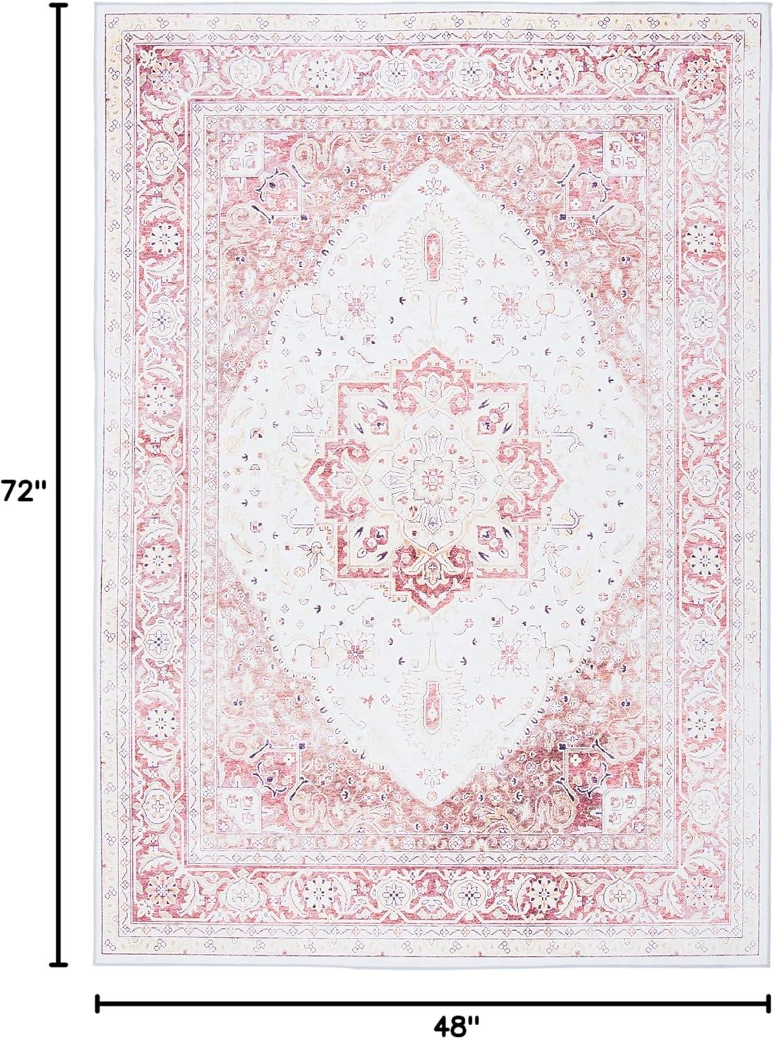 image:imageSAFAVIEH Washable Rug Tucson Collection 9 x 12 Red amp Beige Slip Resistant amp Easy to Clean Ideal for Living Room Bedroom Dining Space TSN107QBeigeRust