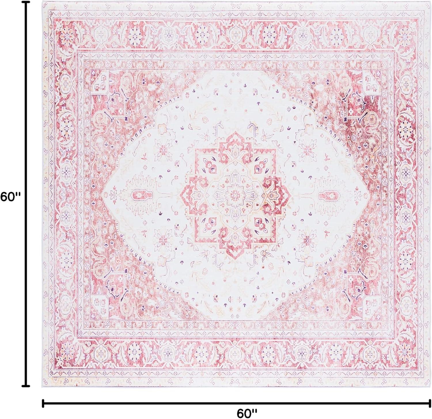 image:imageSAFAVIEH Washable Rug Tucson Collection 9 x 12 Red amp Beige Slip Resistant amp Easy to Clean Ideal for Living Room Bedroom Dining Space TSN107QBeigeRust