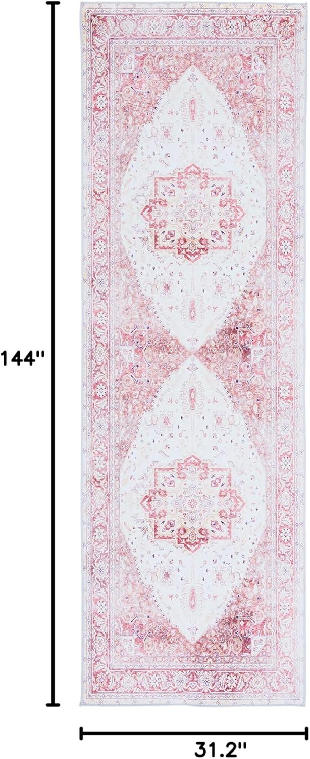 image:imageSAFAVIEH Washable Rug Tucson Collection 9 x 12 Red amp Beige Slip Resistant amp Easy to Clean Ideal for Living Room Bedroom Dining Space TSN107QBeigeRust